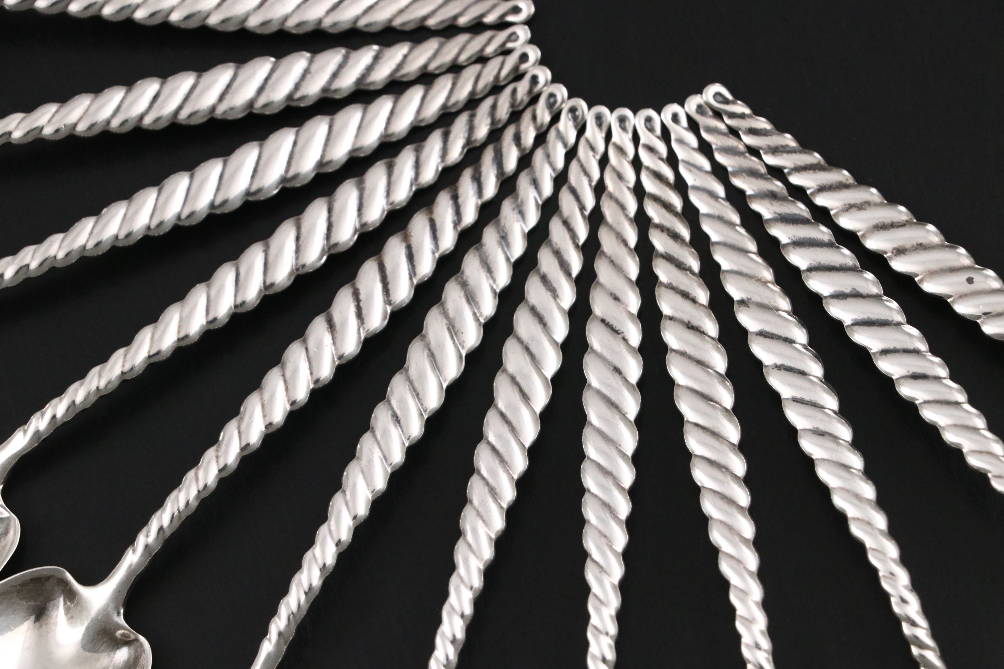 Whiting "Oval Twist" Sterling Silver Demitasse Spoons