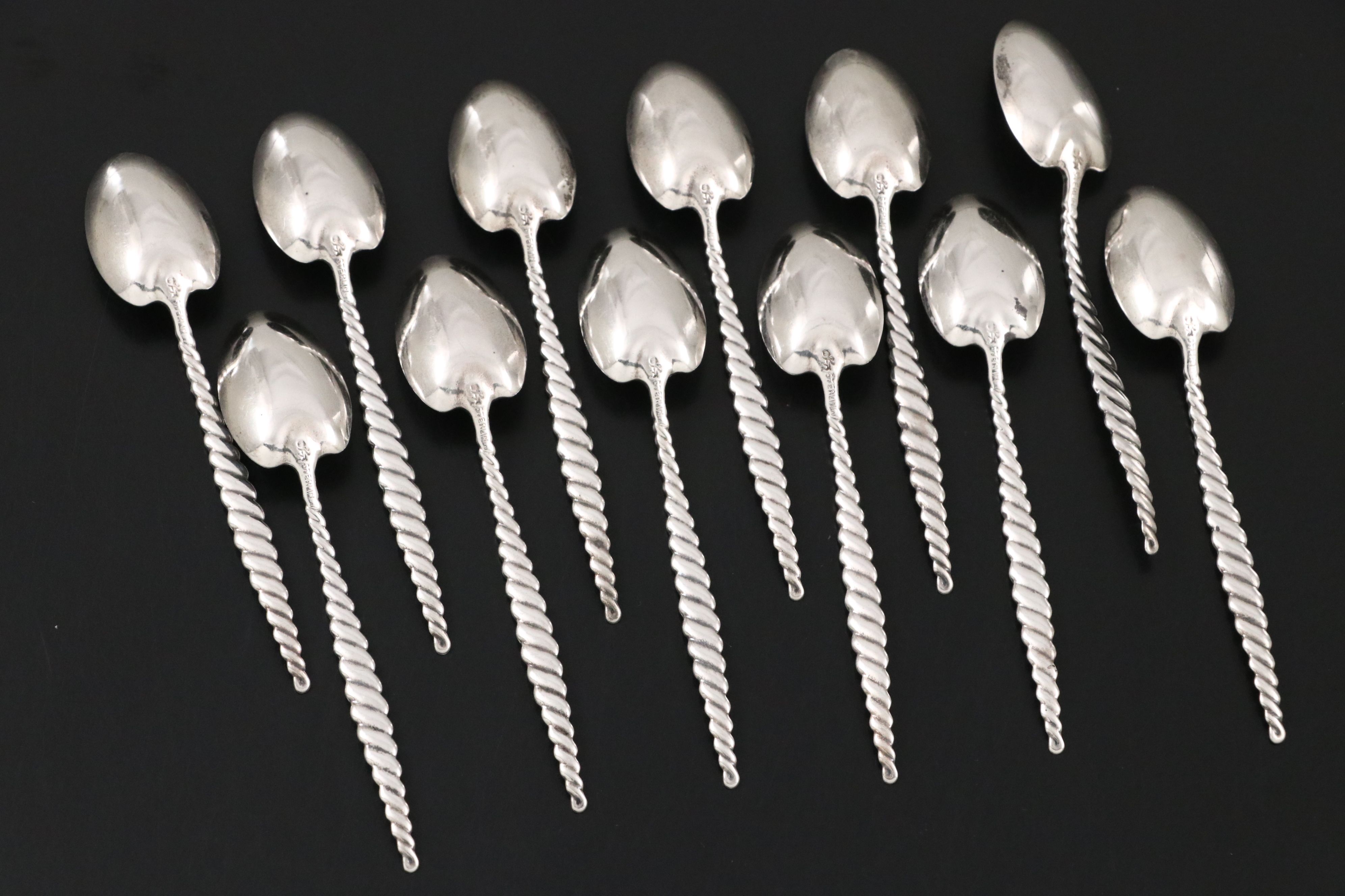 Whiting "Oval Twist" Sterling Silver Demitasse Spoons