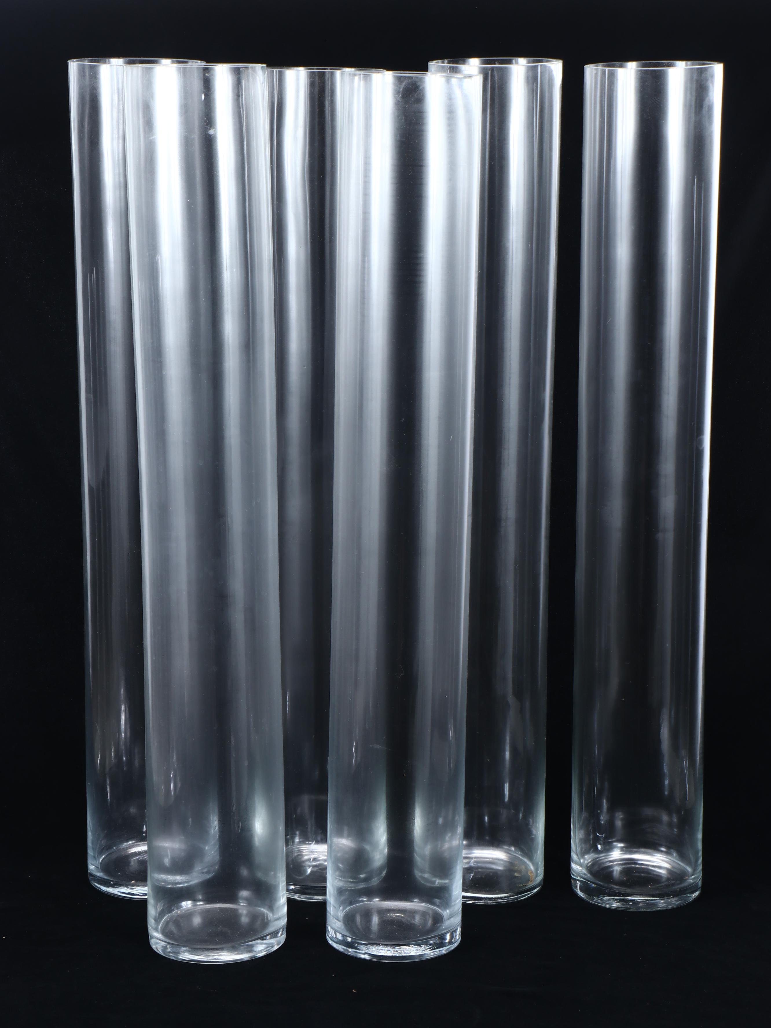 Tall Clear Glass Cylindrical Vases