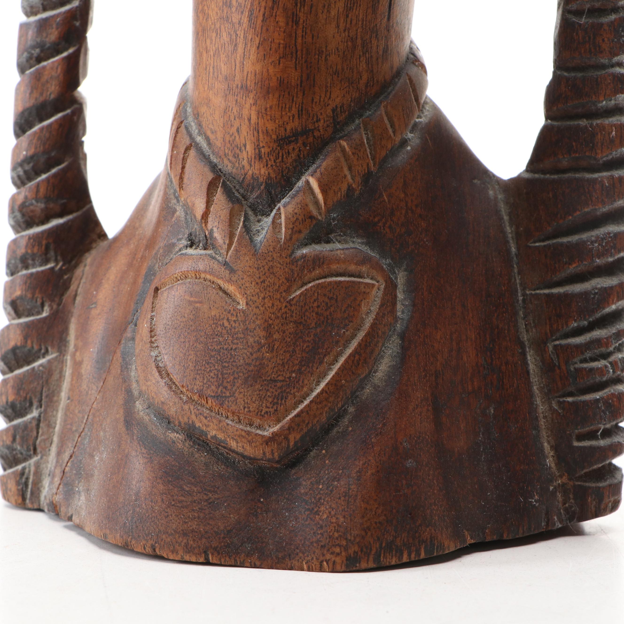 Zanzibar Souvenir Carved Wooden Busts of Couple