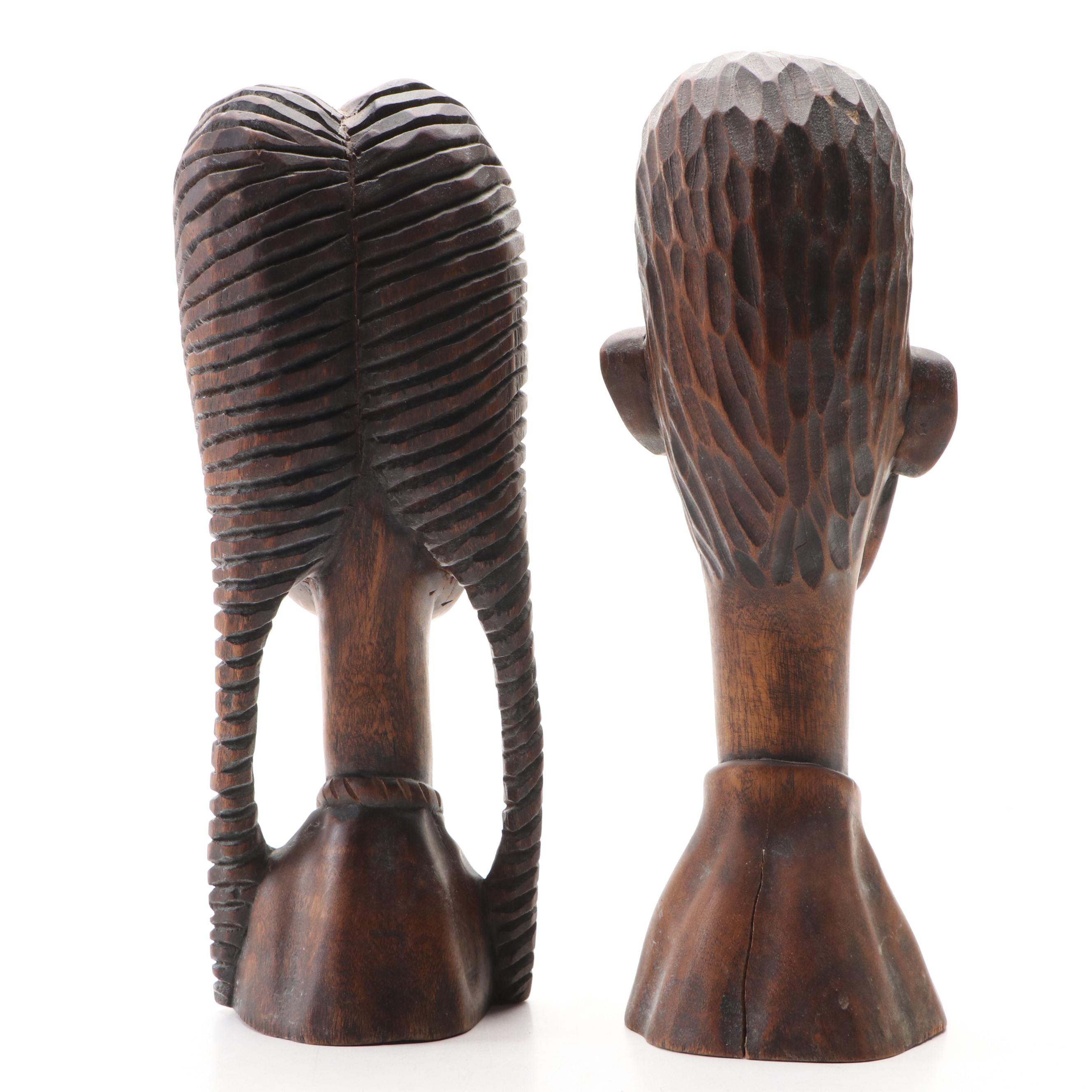 Zanzibar Souvenir Carved Wooden Busts of Couple