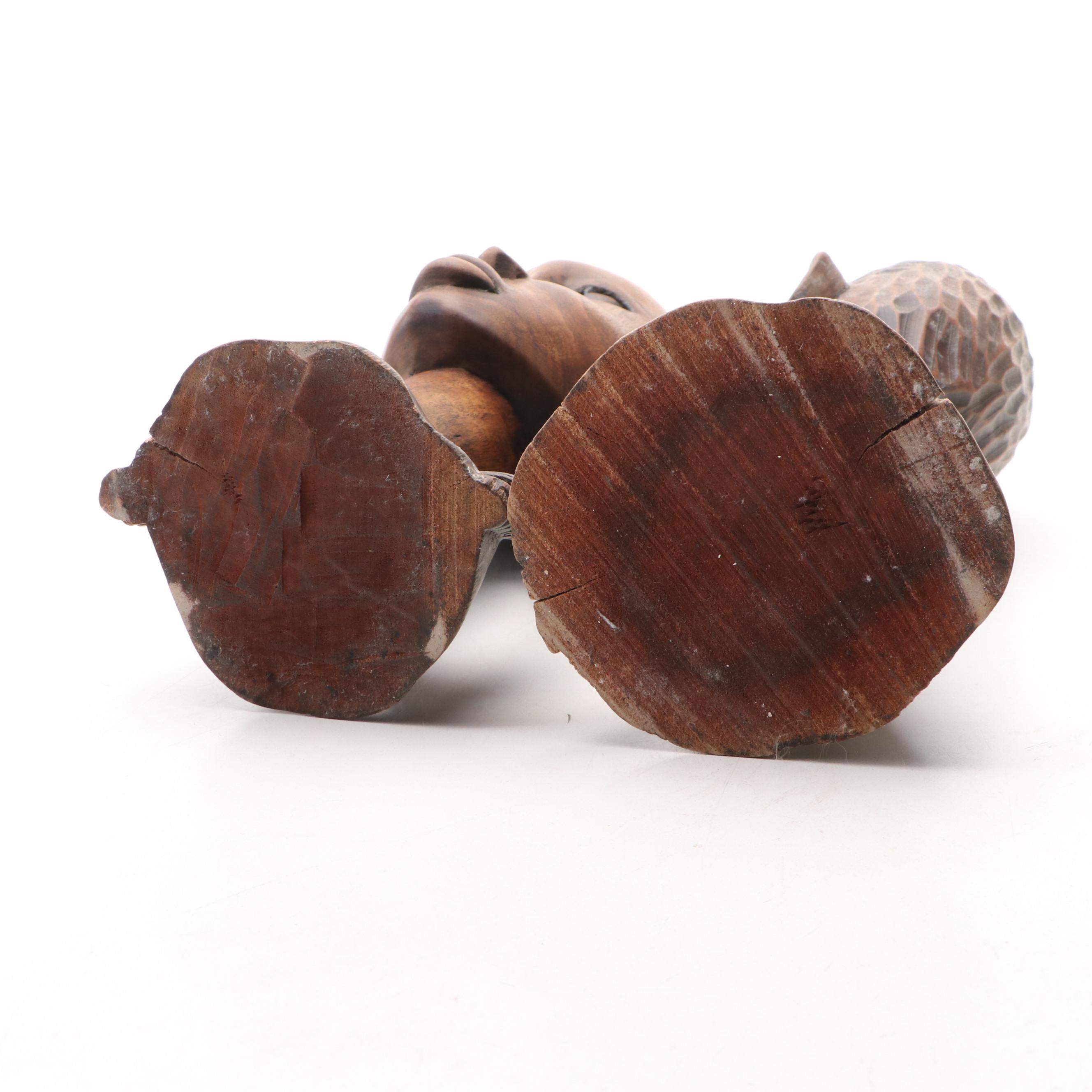 Zanzibar Souvenir Carved Wooden Busts of Couple