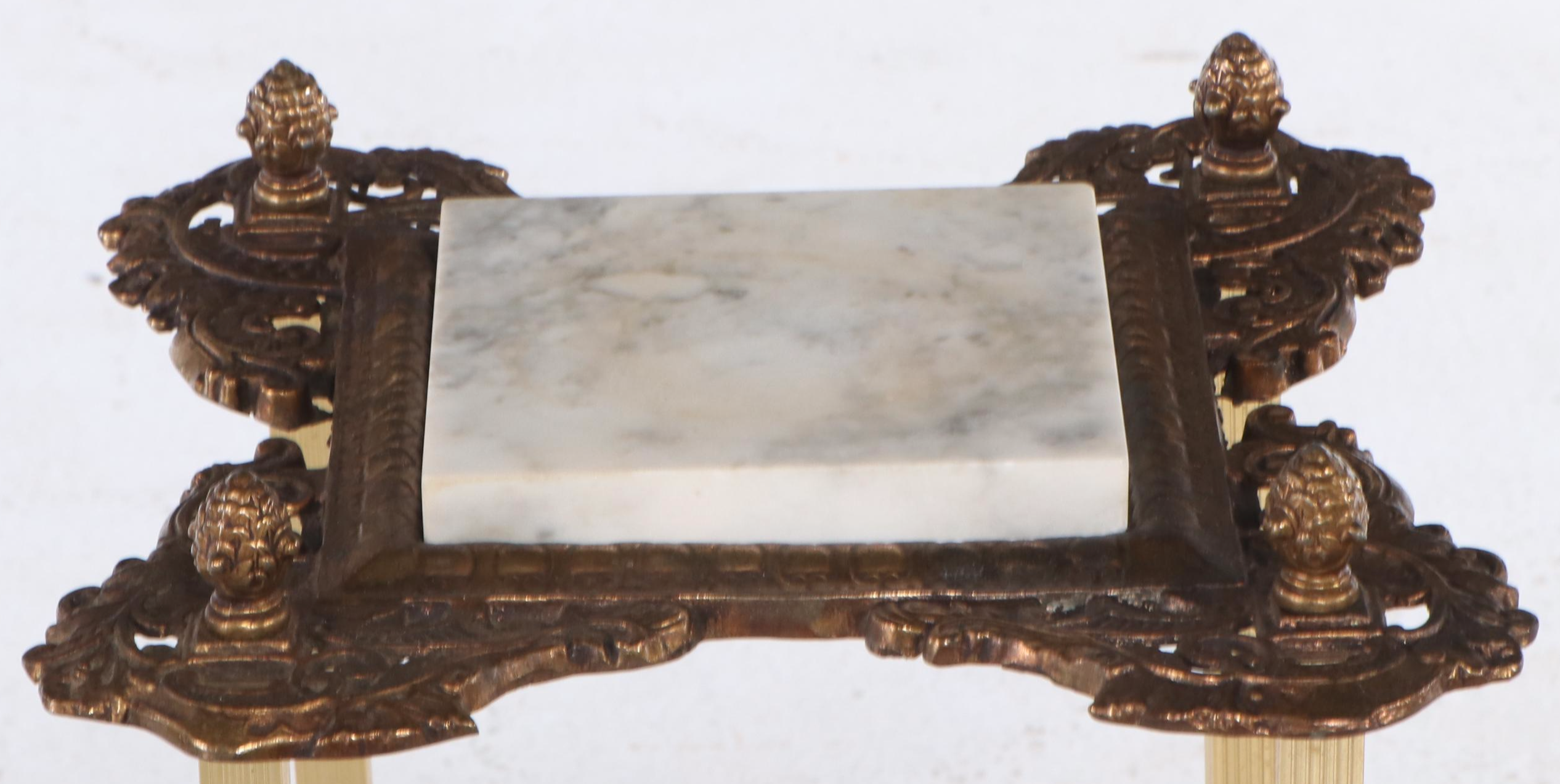 Victorian Brass and Marble Two-Tiered Fern Stand, 19th Century