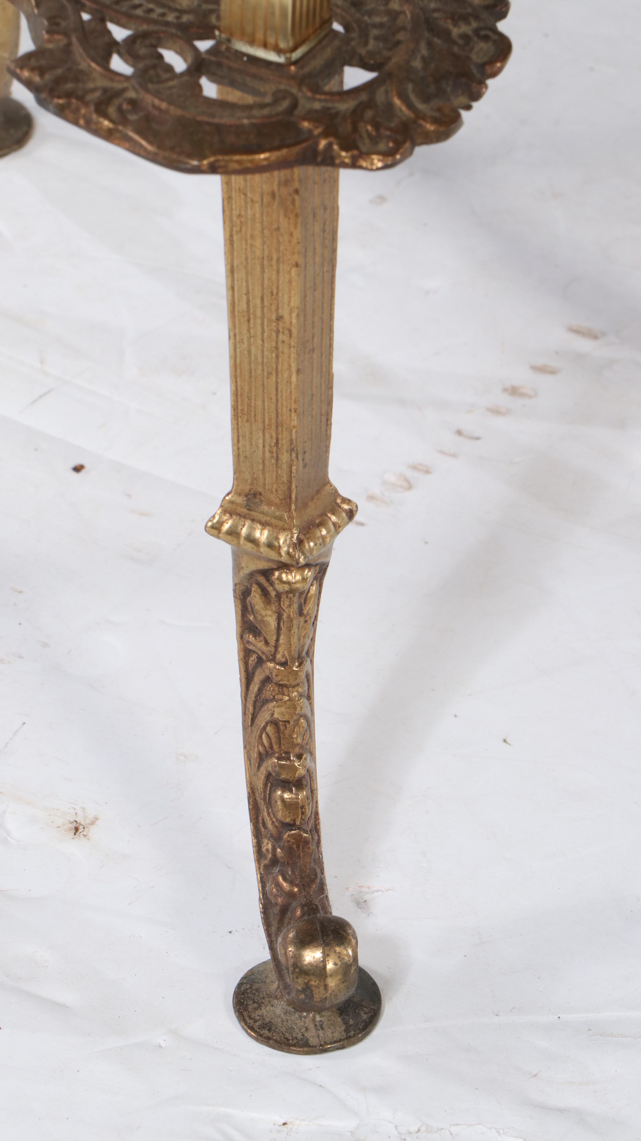 Victorian Brass and Marble Two-Tiered Fern Stand, 19th Century