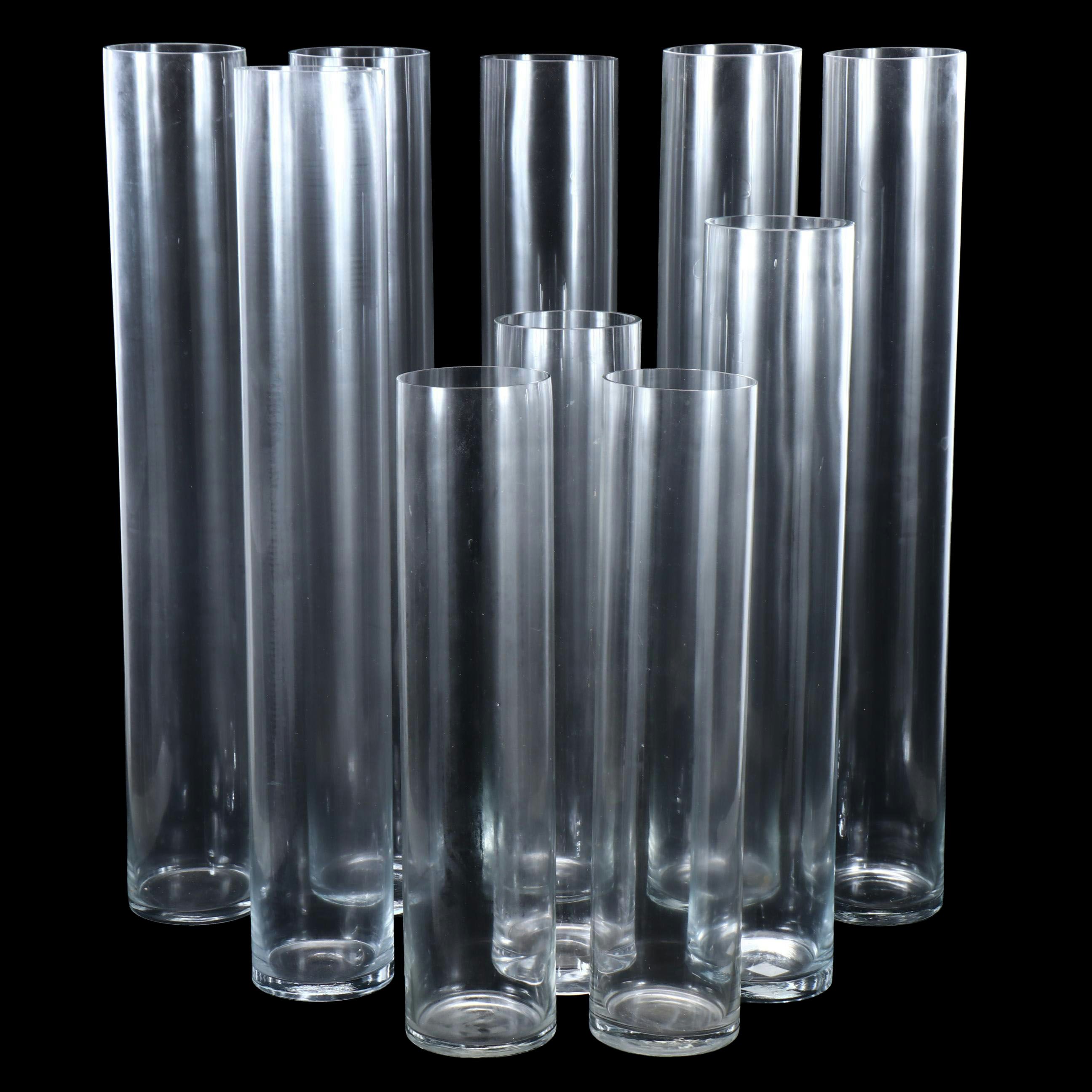 Tall Clear Glass Cylindrical Vases