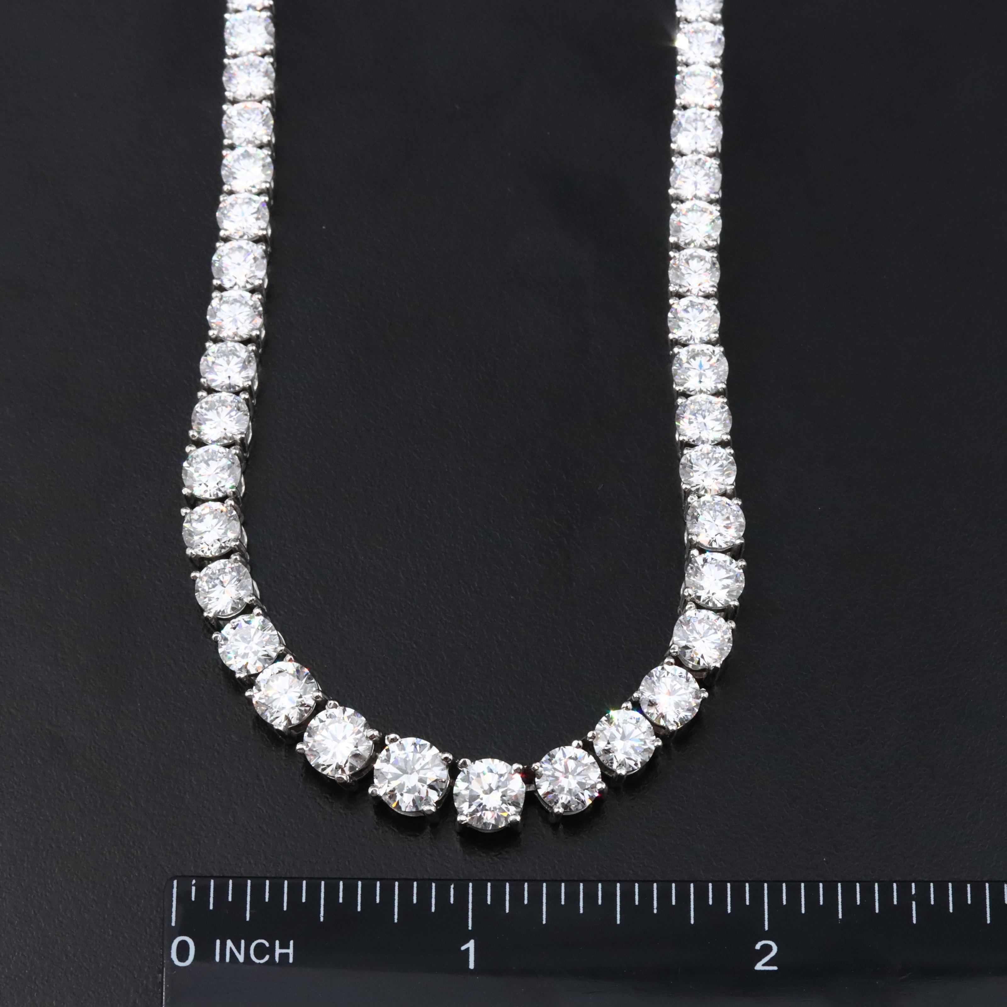 Platinum 30.35 CTW Lab Grown Diamond Riviera Necklace