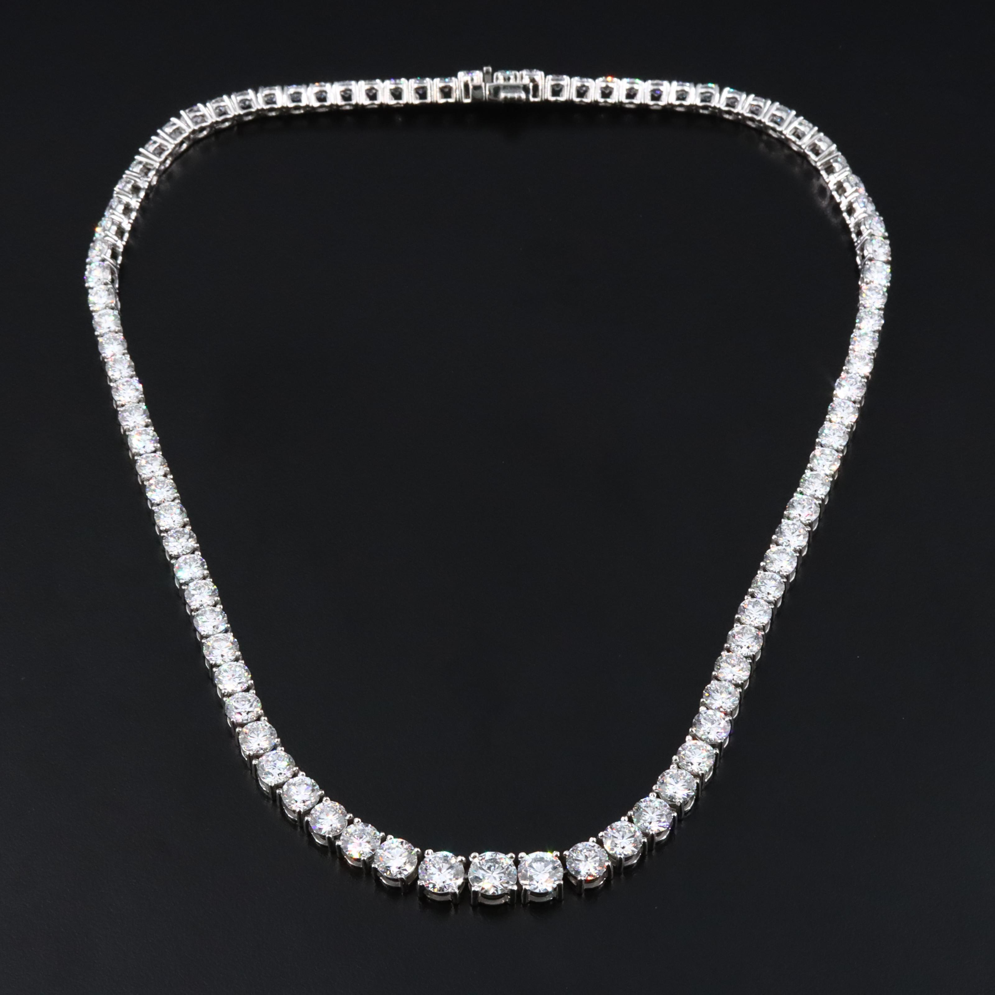 Platinum 30.35 CTW Lab Grown Diamond Riviera Necklace