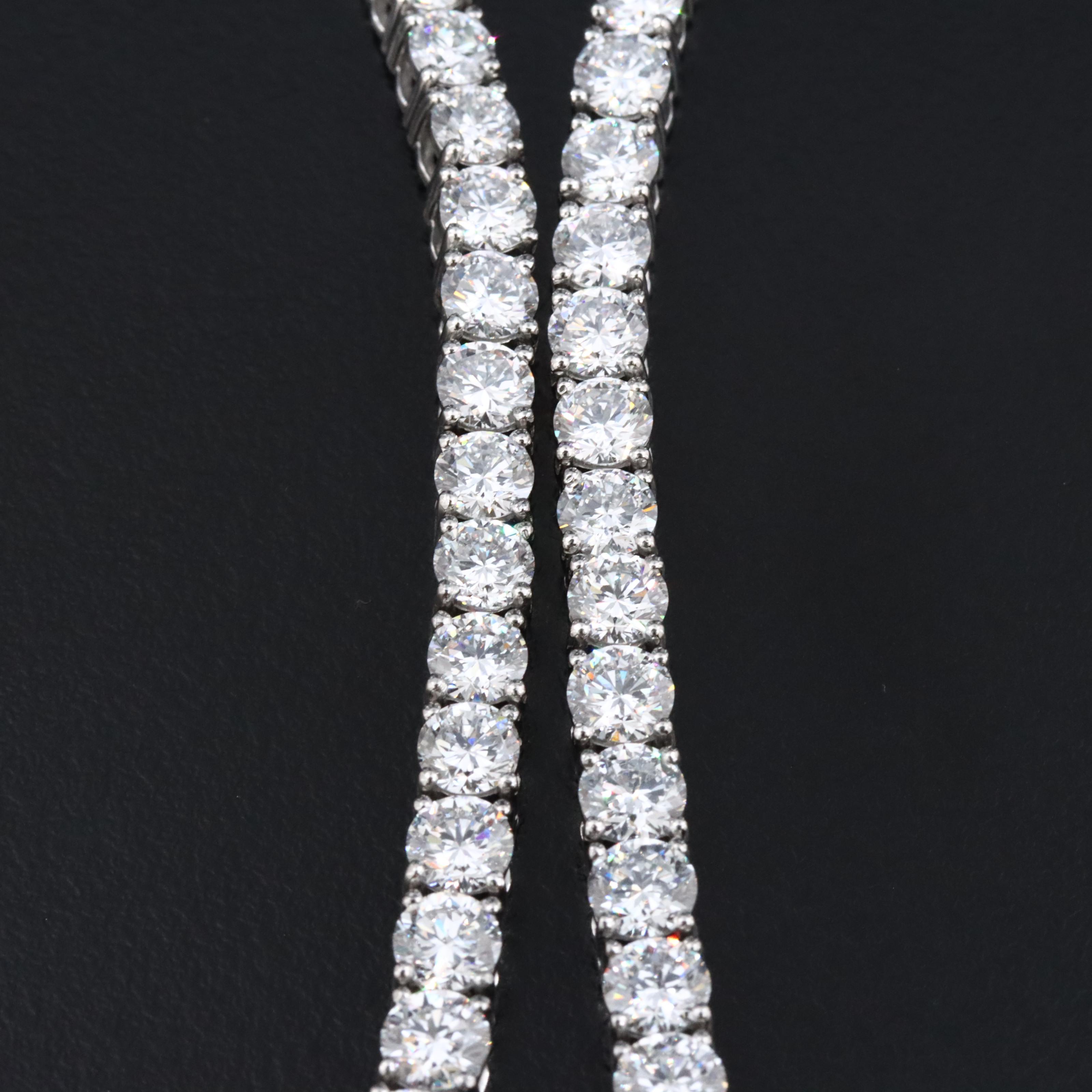 Platinum 30.35 CTW Lab Grown Diamond Riviera Necklace