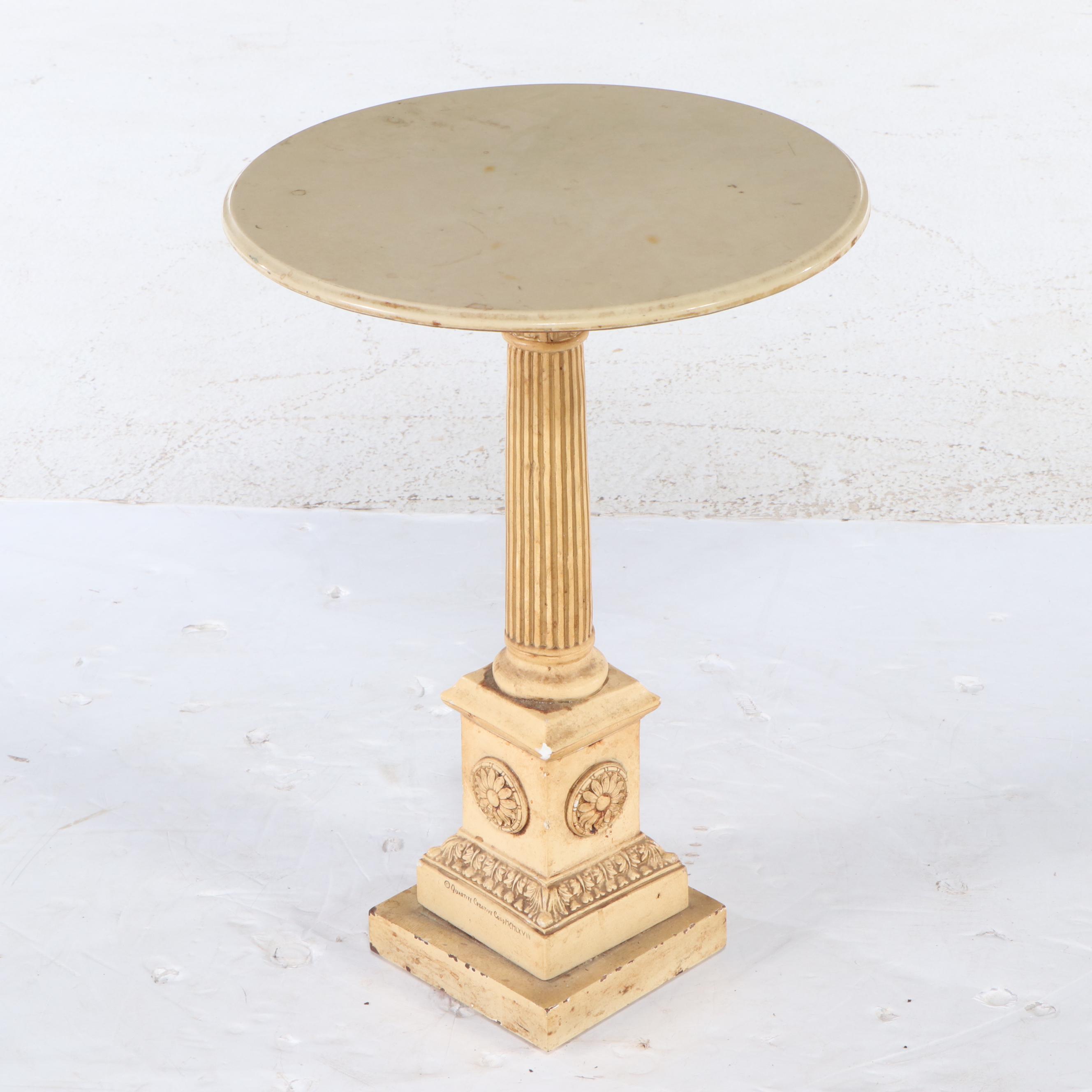 Quartite Creative Neoclassical Style Pedestal Table, 1968
