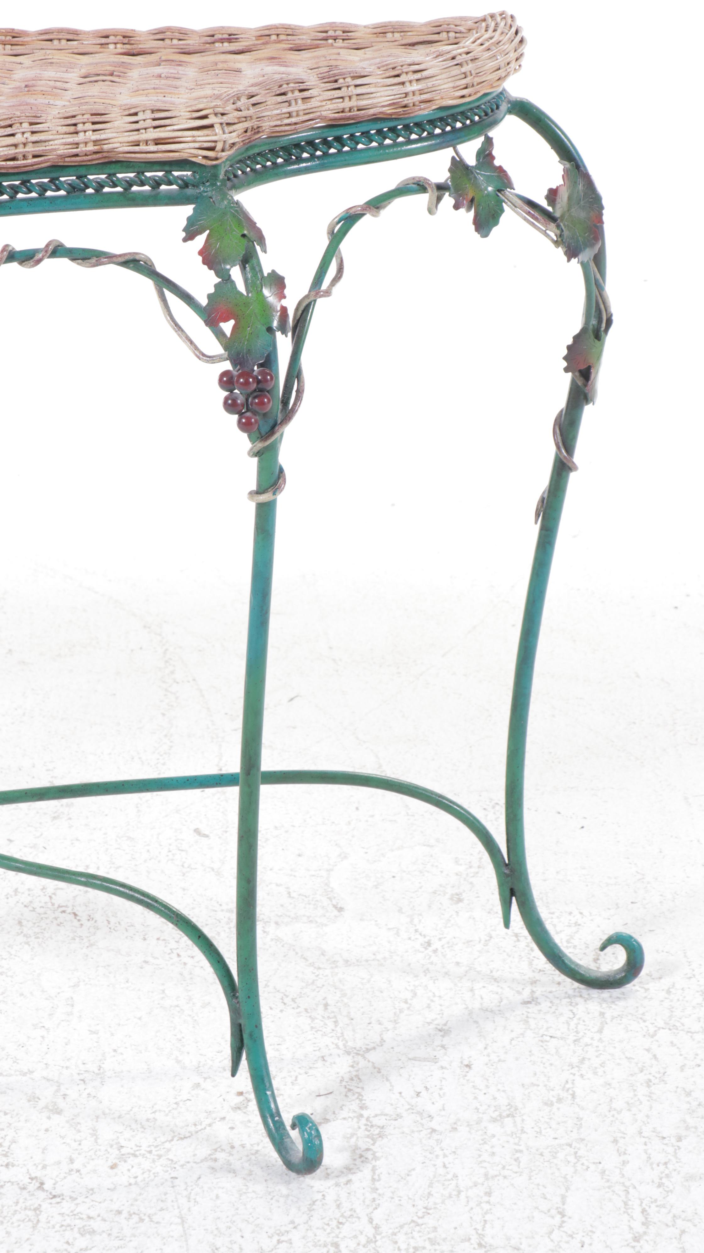 French Provincial Style Rattan and Wrought Iron Grapevine Console Table