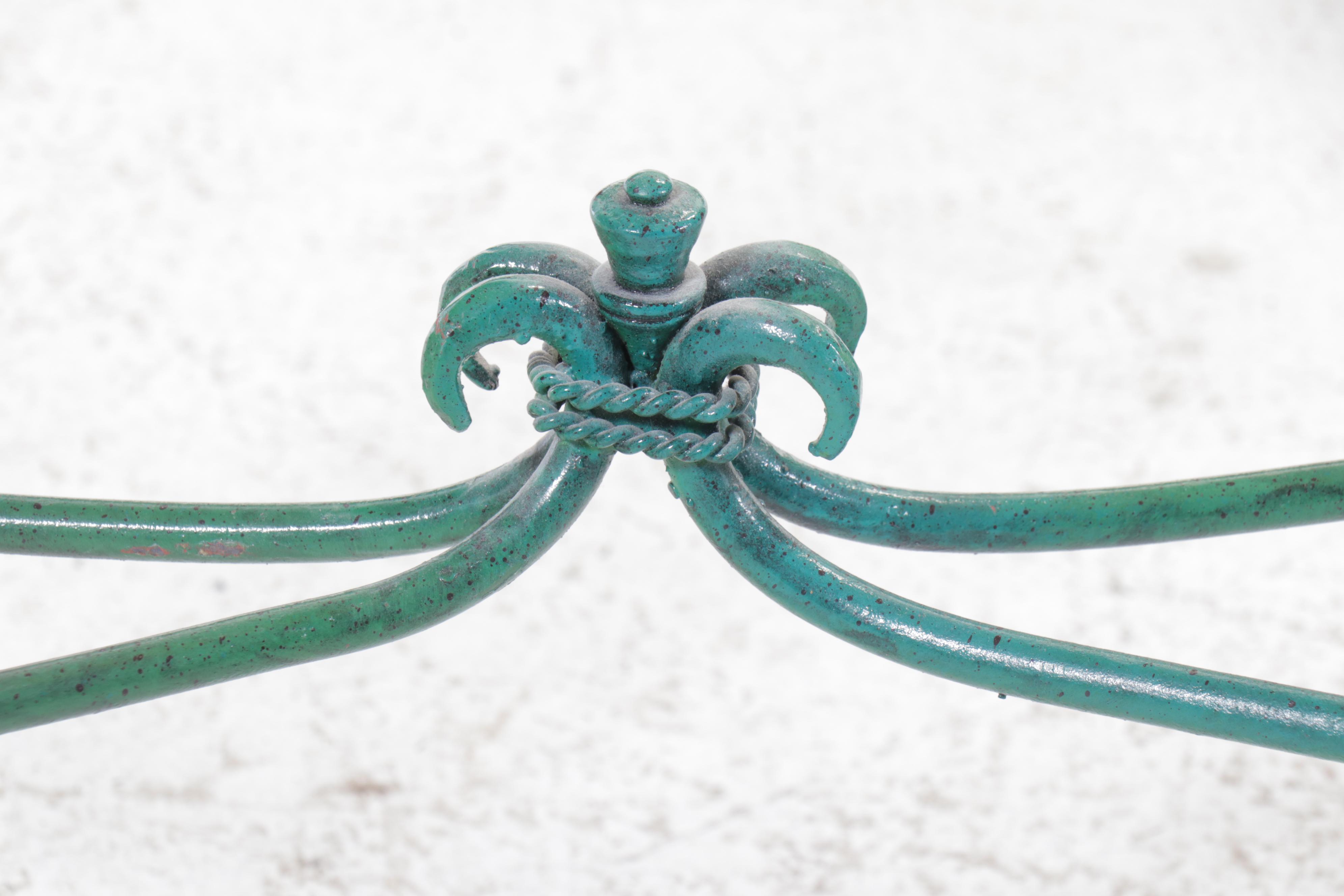 French Provincial Style Rattan and Wrought Iron Grapevine Console Table