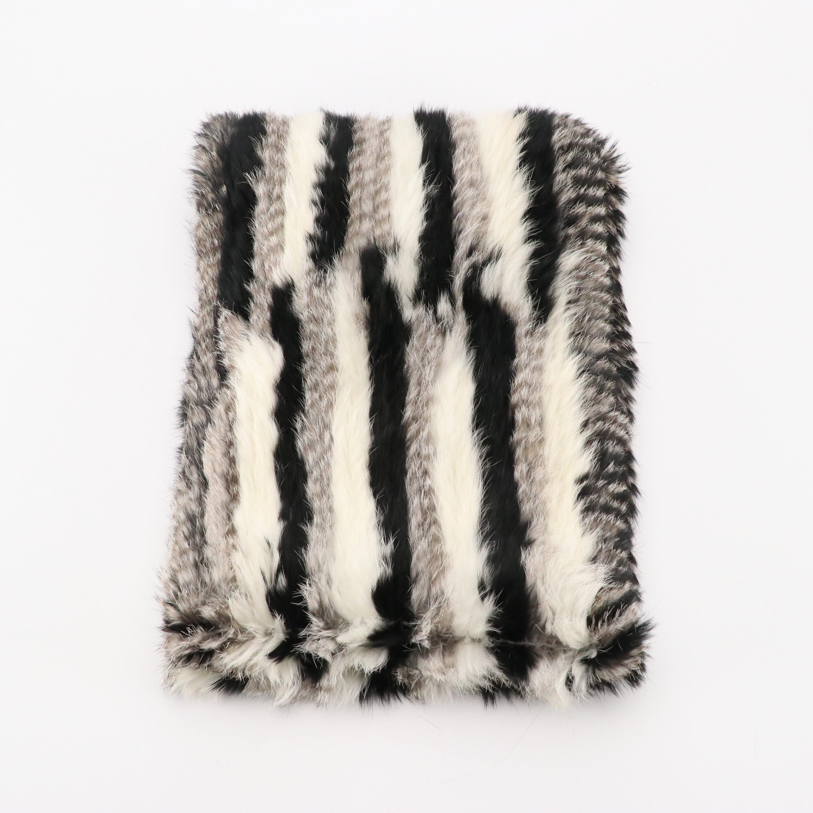 Jocelyn Mixed Rabbit Fur Flat Weave Infinity Scarf