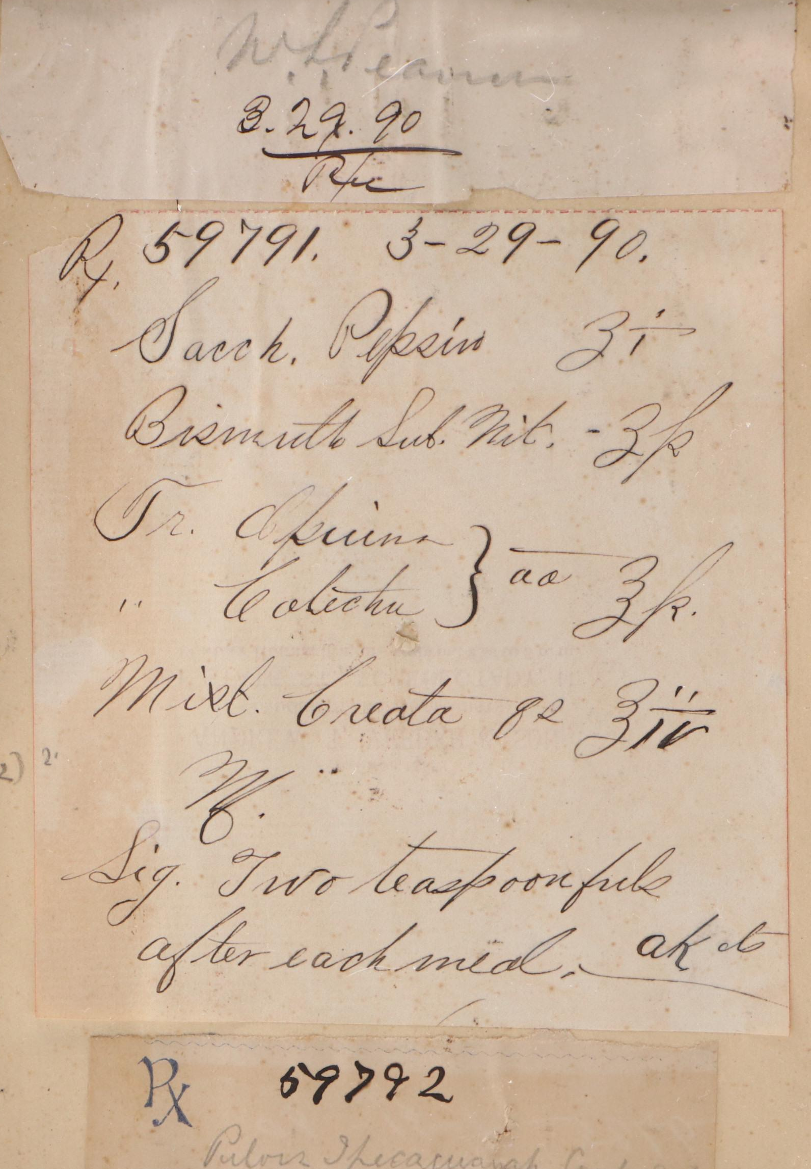 Prescription Form for Opium, 1890