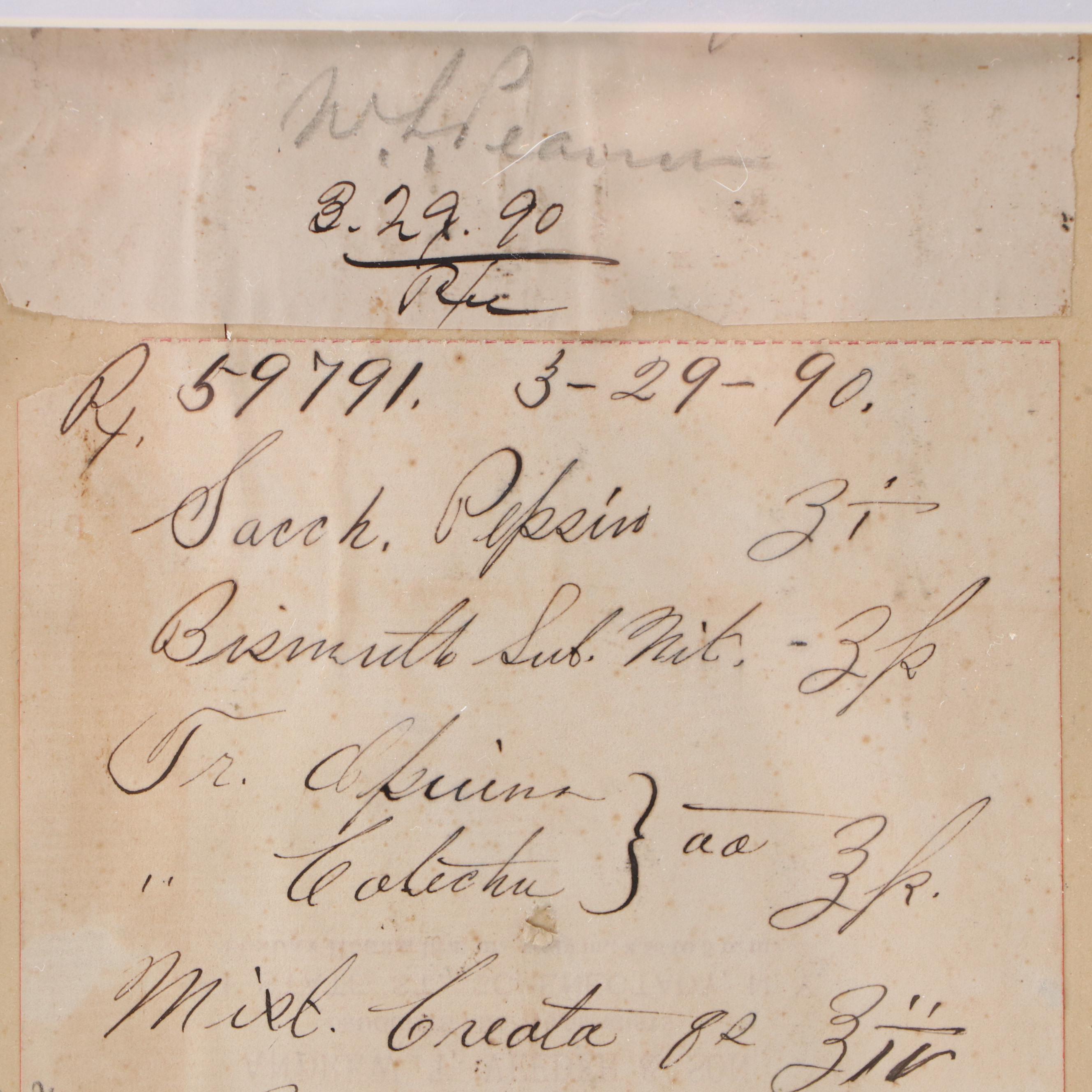 Prescription Form for Opium, 1890