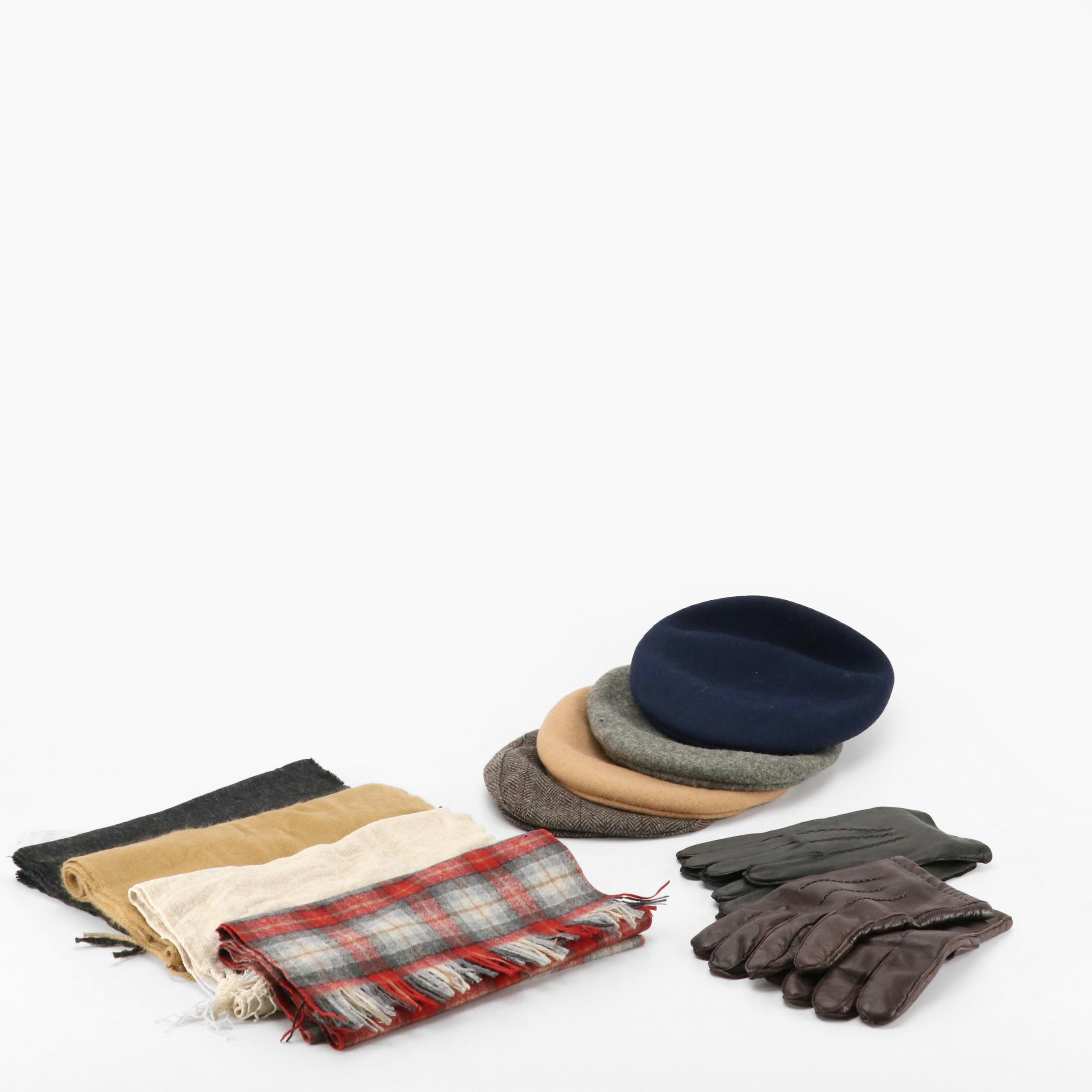 Dockers Newsboy Caps, Aris and Roundtree & Yorke Leather Gloves, Other Scarves