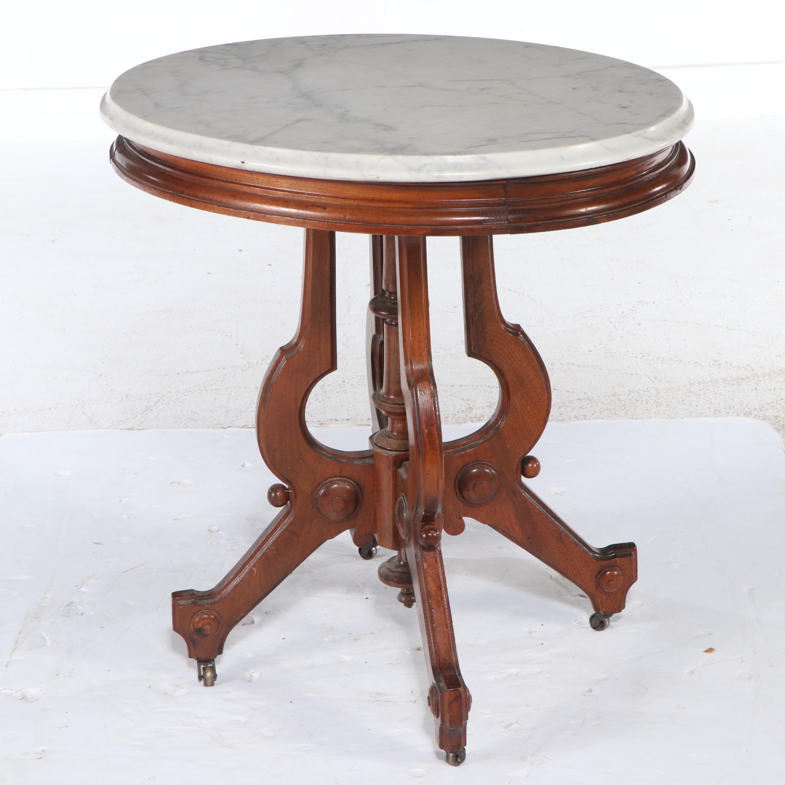 Late Victorian Mahogany Side Table with Marble Top