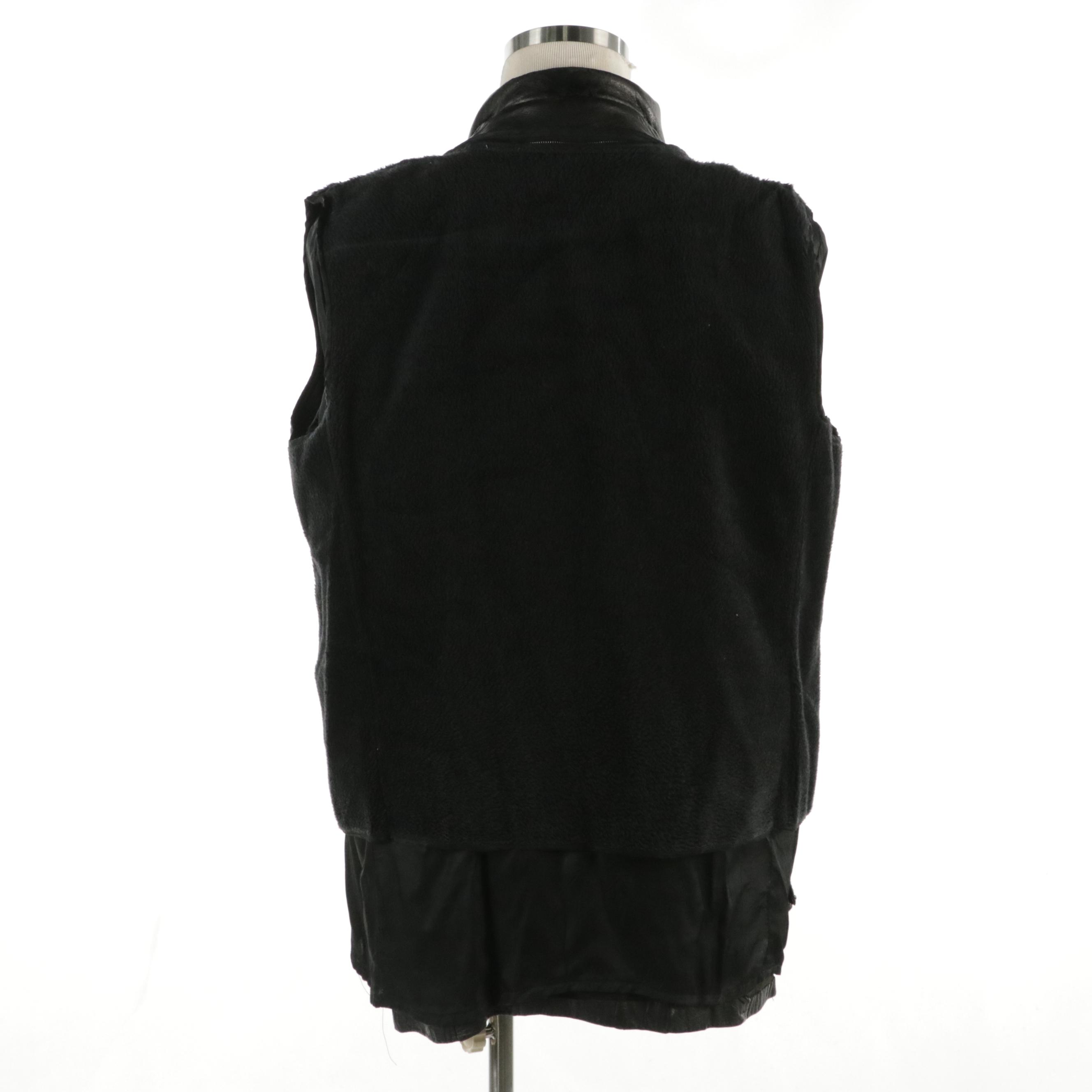 Men's Cabretta Black Leather and Cortefiel Brown Leather Button-Front Jackets