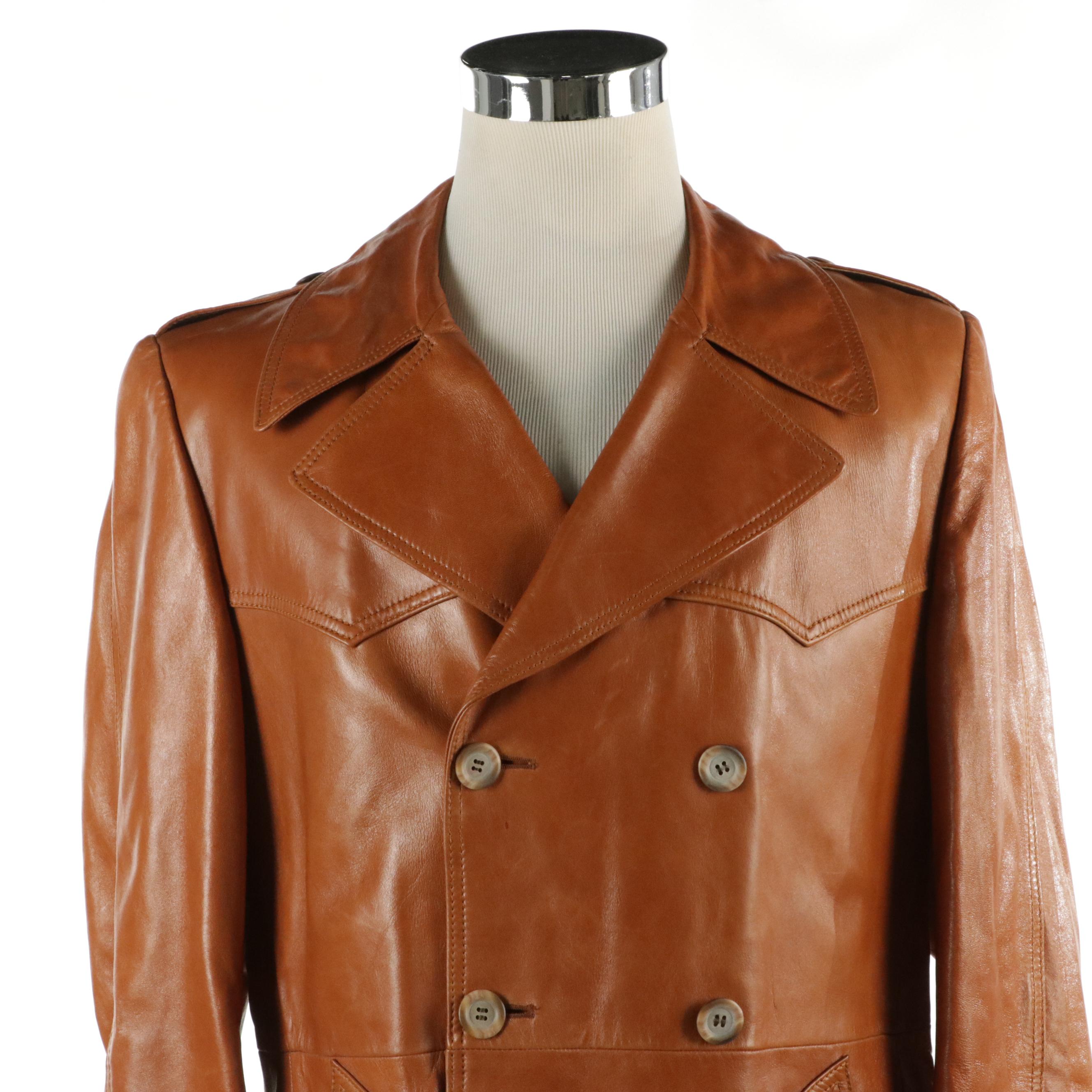Men's Cabretta Black Leather and Cortefiel Brown Leather Button-Front Jackets