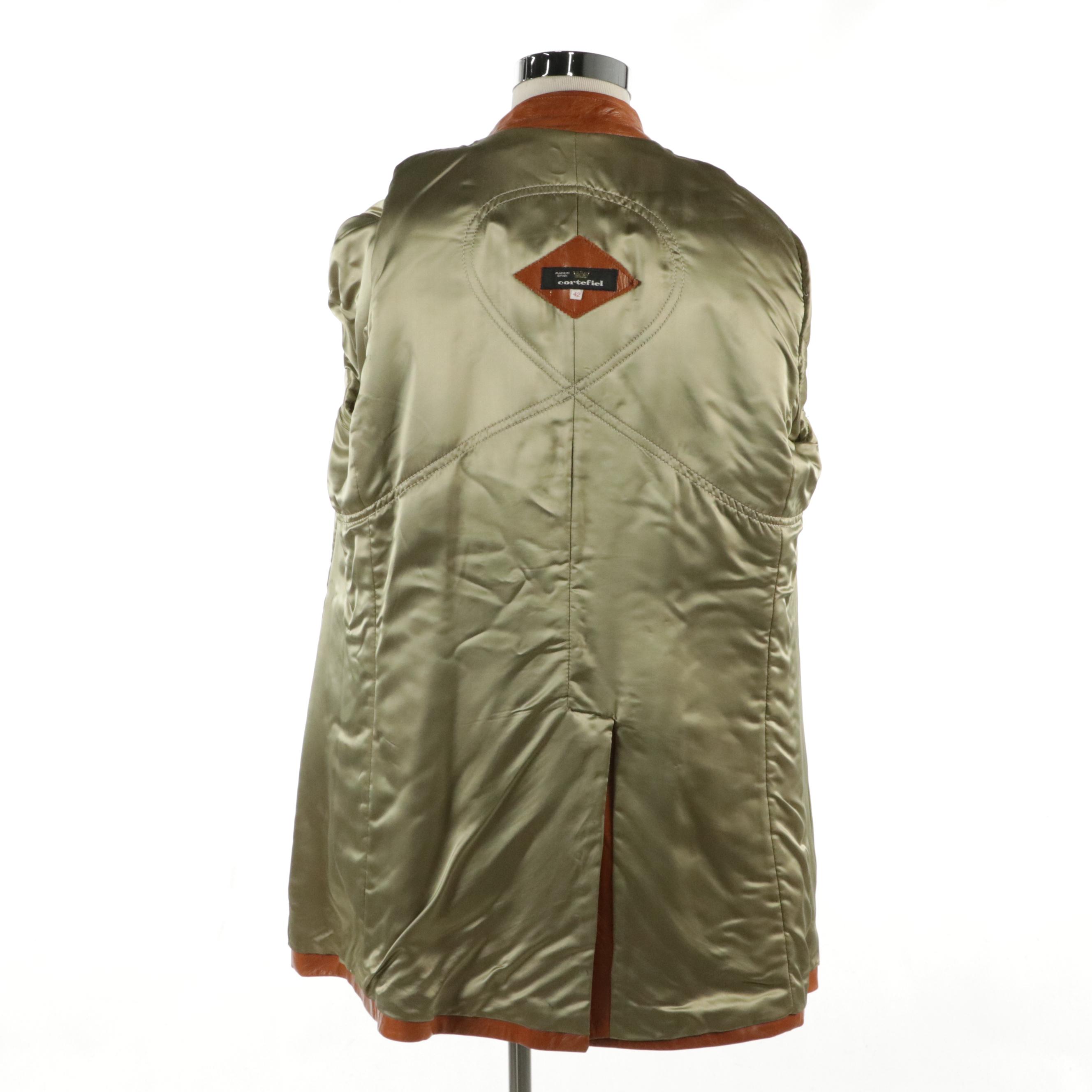 Men's Cabretta Black Leather and Cortefiel Brown Leather Button-Front Jackets