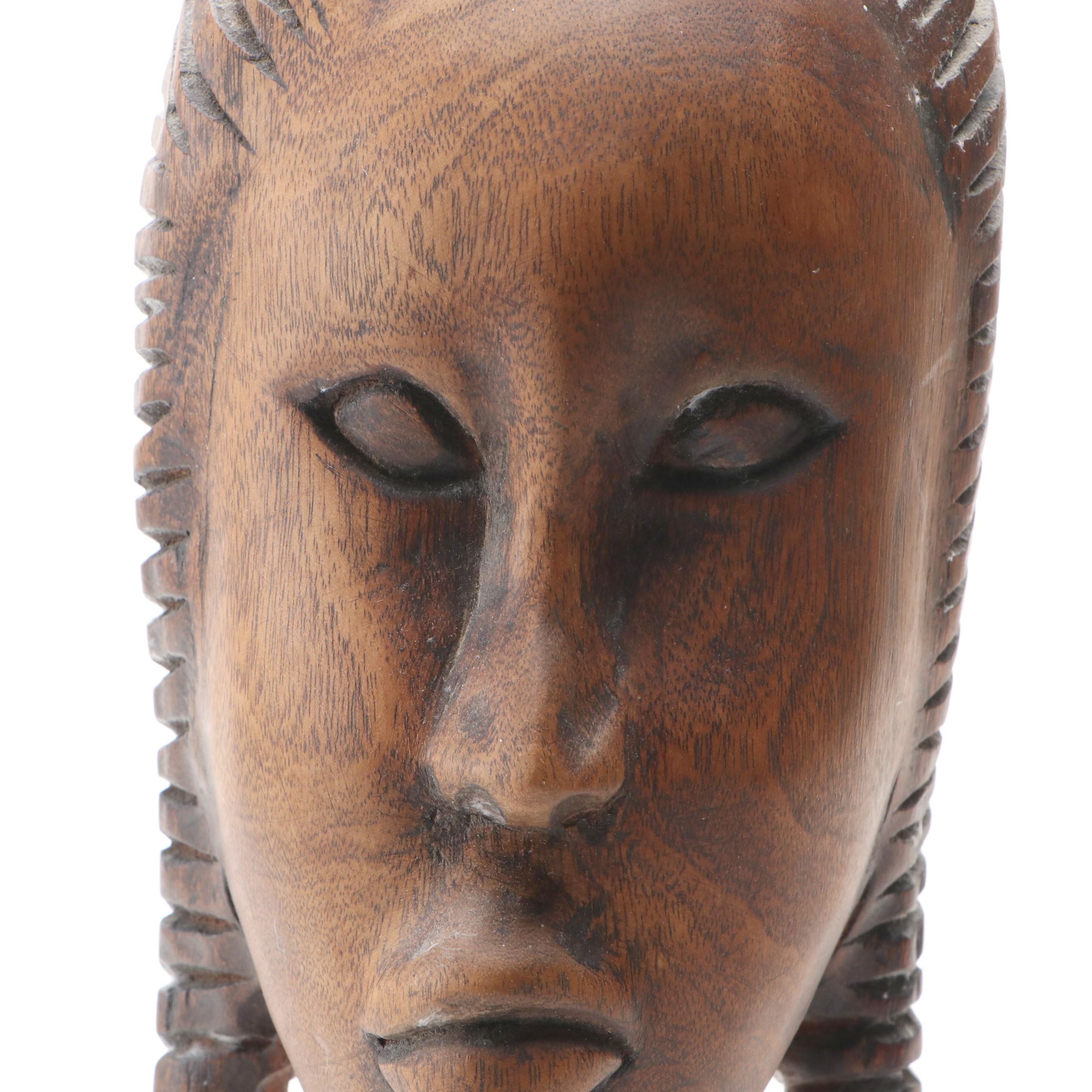 Zanzibar Souvenir Carved Wooden Busts of Couple