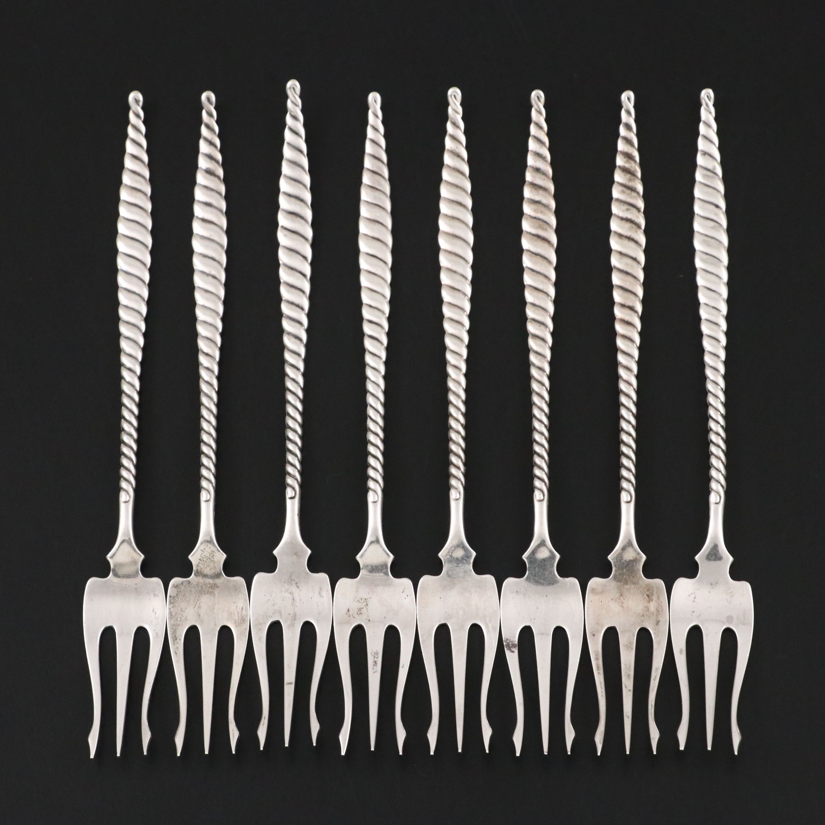 Whiting "Oval Twist" Sterling Silver Oyster Forks