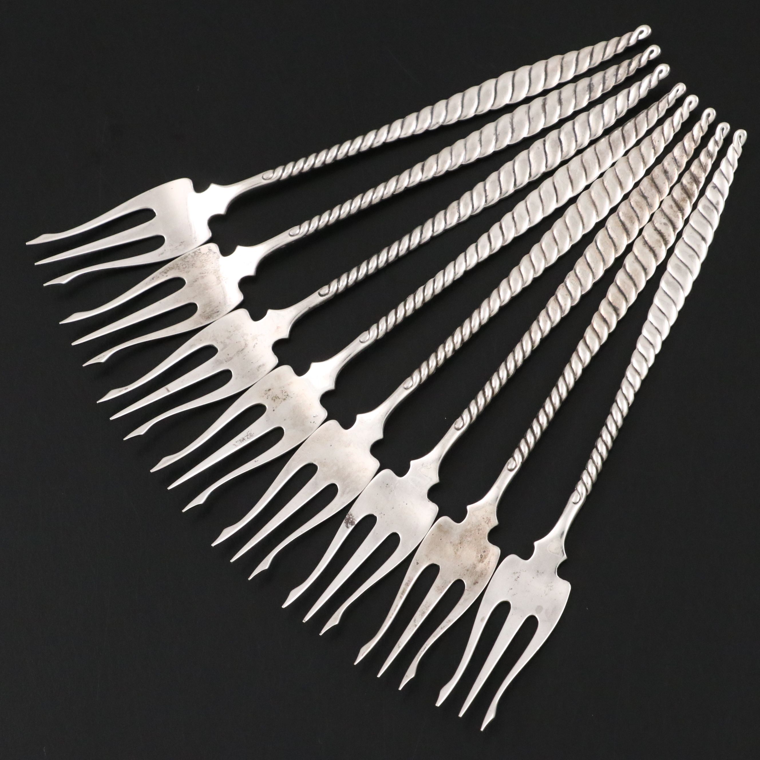 Whiting "Oval Twist" Sterling Silver Oyster Forks