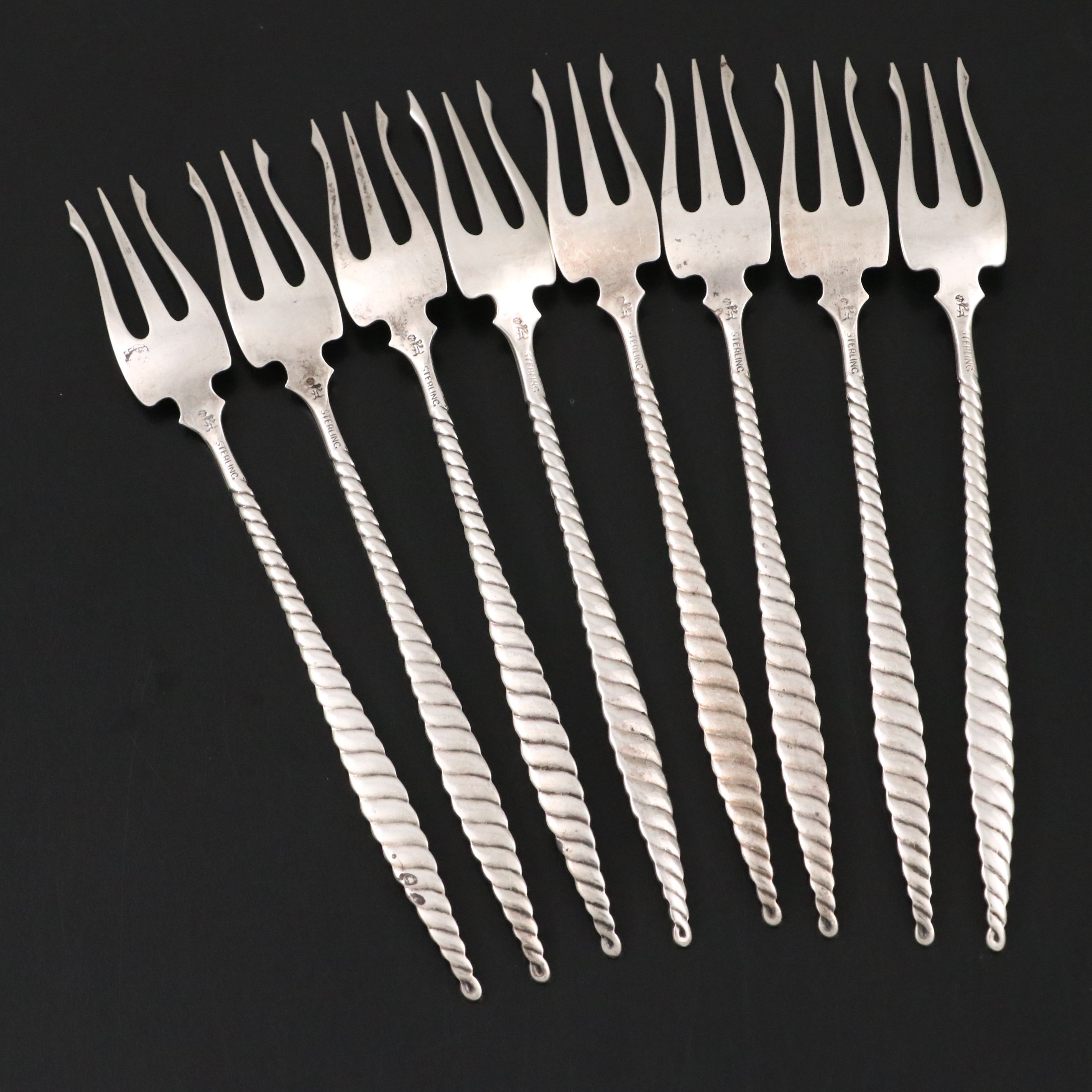 Whiting "Oval Twist" Sterling Silver Oyster Forks