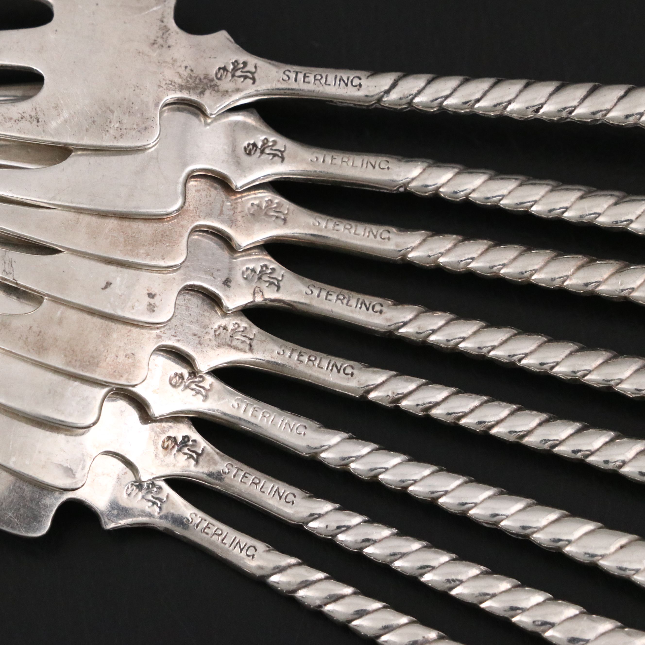 Whiting "Oval Twist" Sterling Silver Oyster Forks