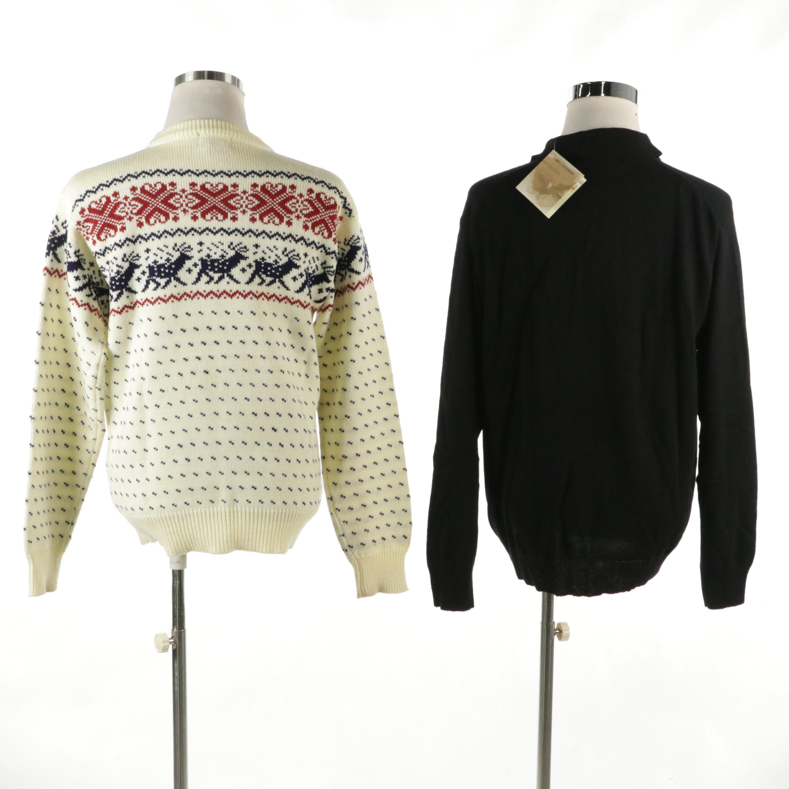 Men's Black Cashmere Pullover Sweater with Shillito's Winter Themed Sweater