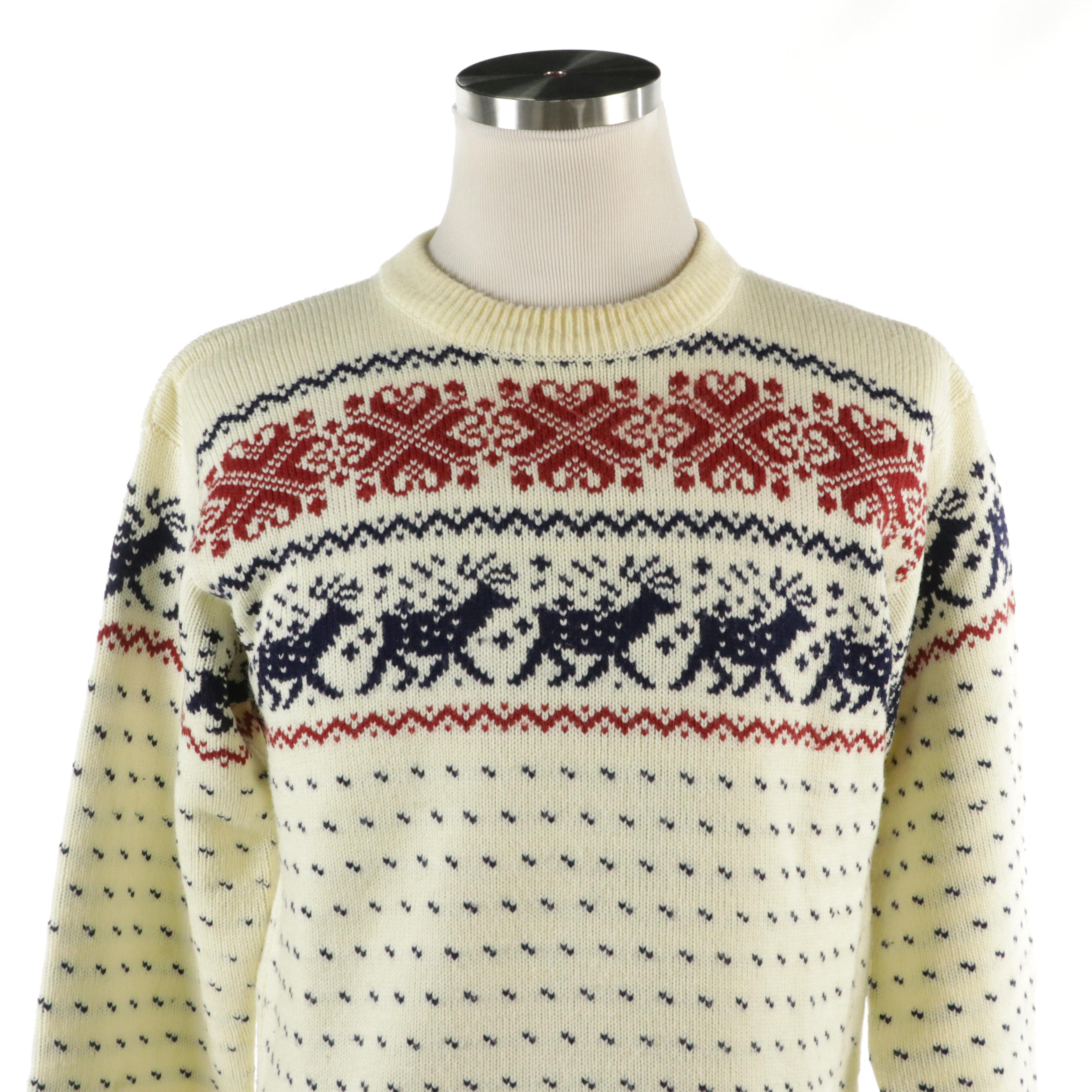 Men's Black Cashmere Pullover Sweater with Shillito's Winter Themed Sweater
