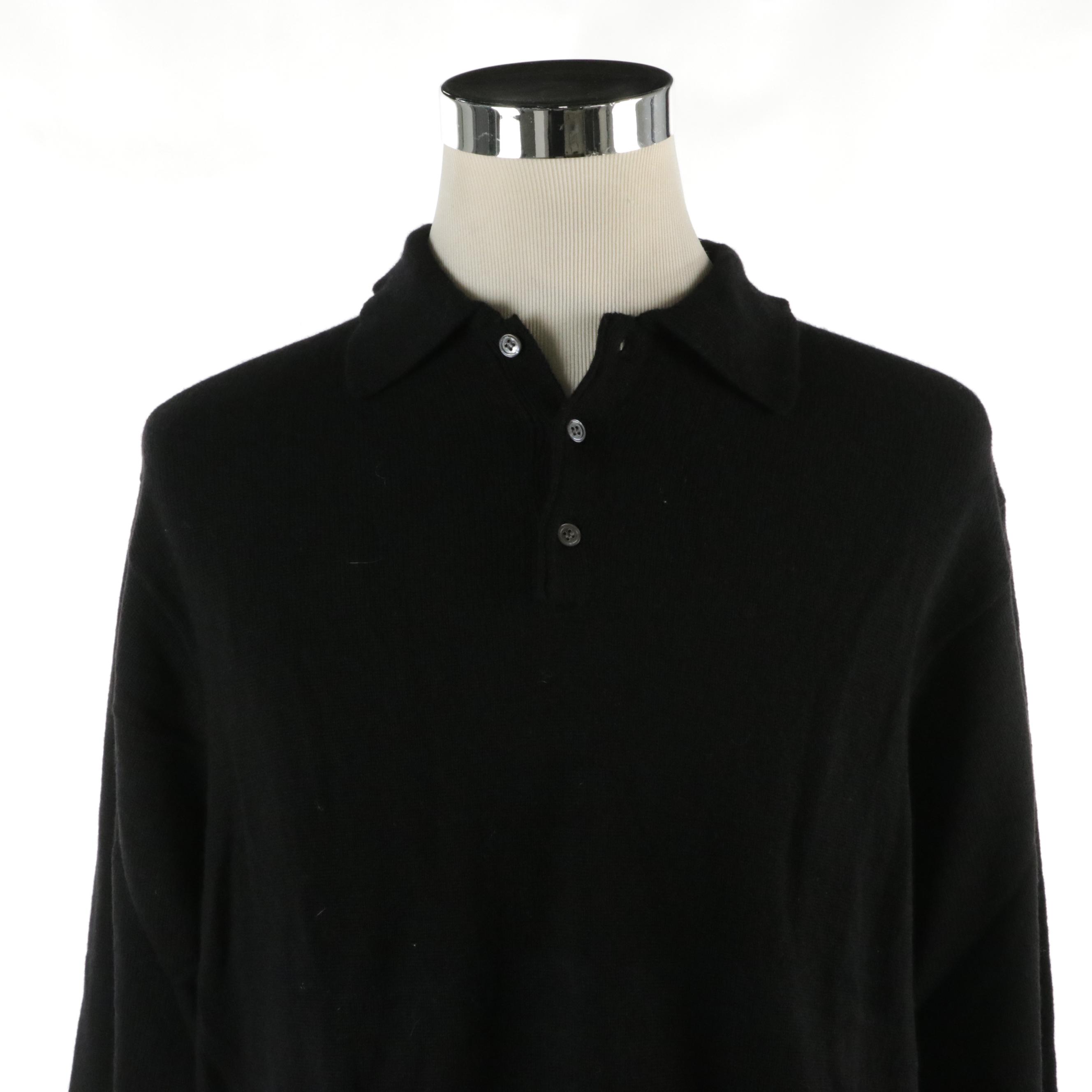 Men's Black Cashmere Pullover Sweater with Shillito's Winter Themed Sweater