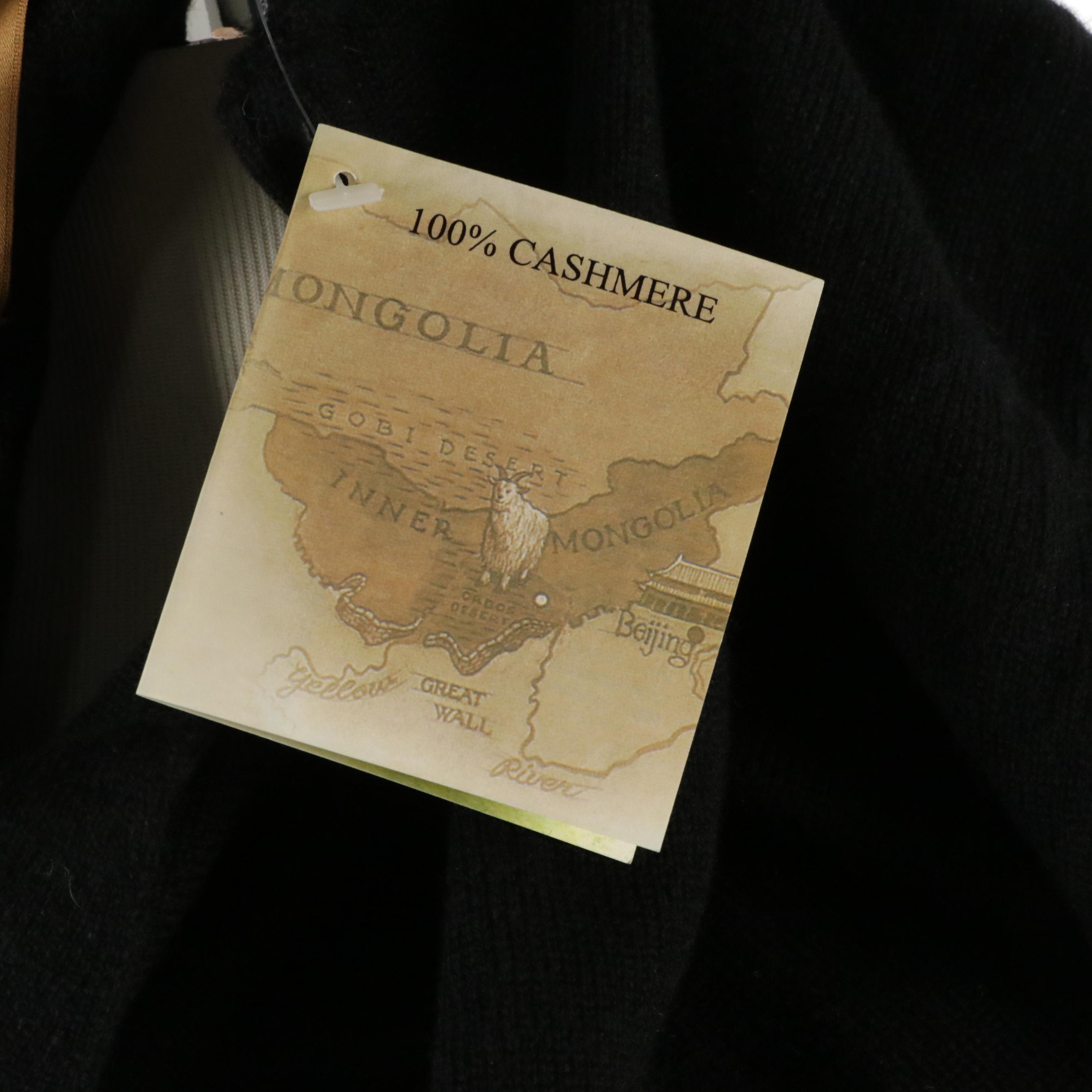 Men's Black Cashmere Pullover Sweater with Shillito's Winter Themed Sweater