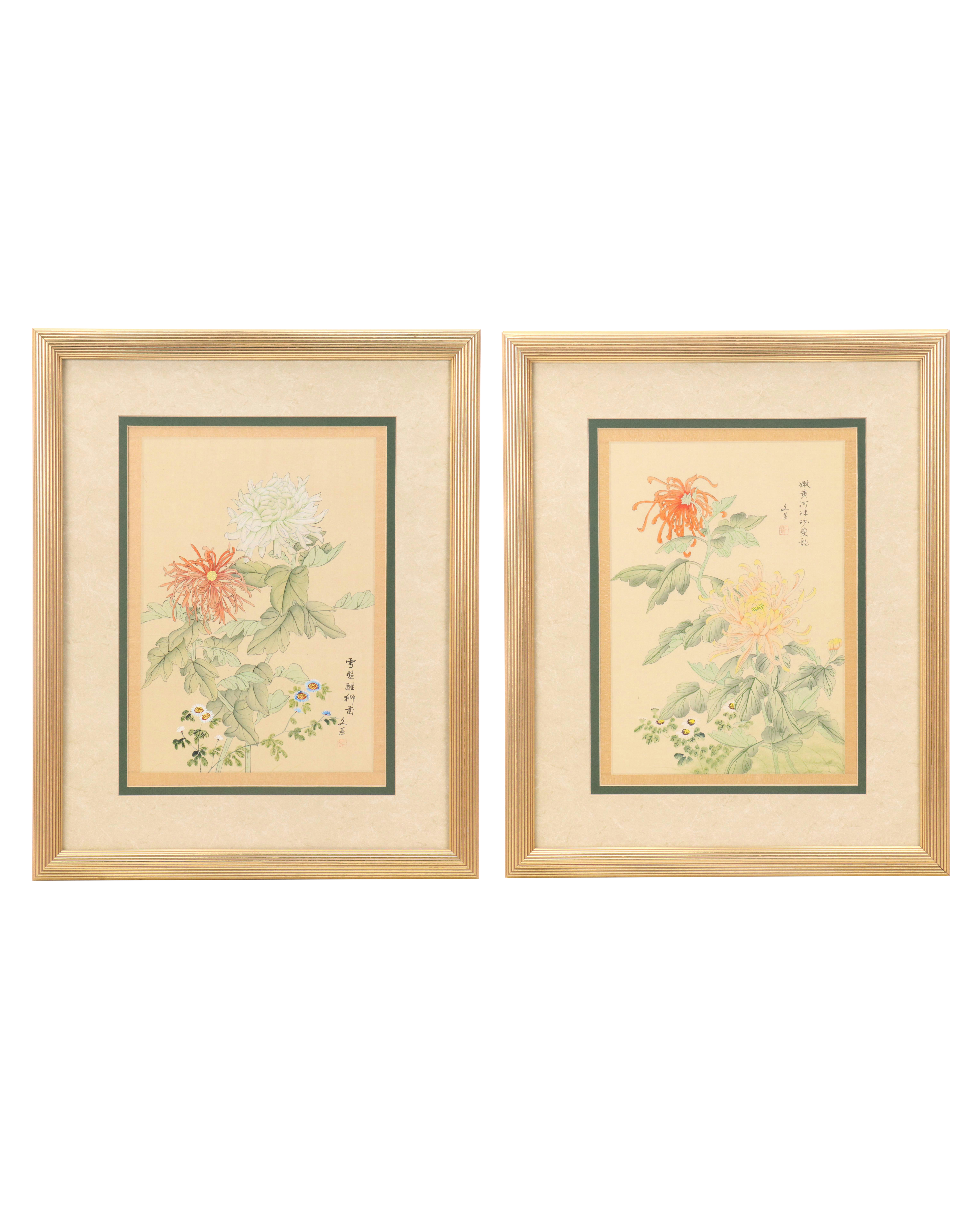 Chinese School Gouache Painting of Flowers