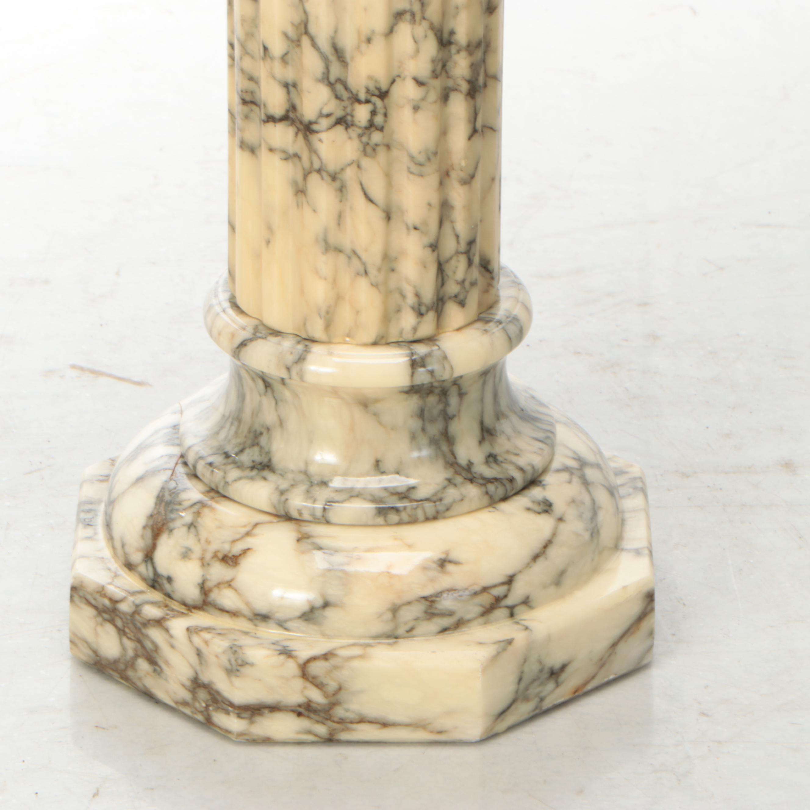 Italian Alabaster Column Pedestal, Mid to Late 20th Century