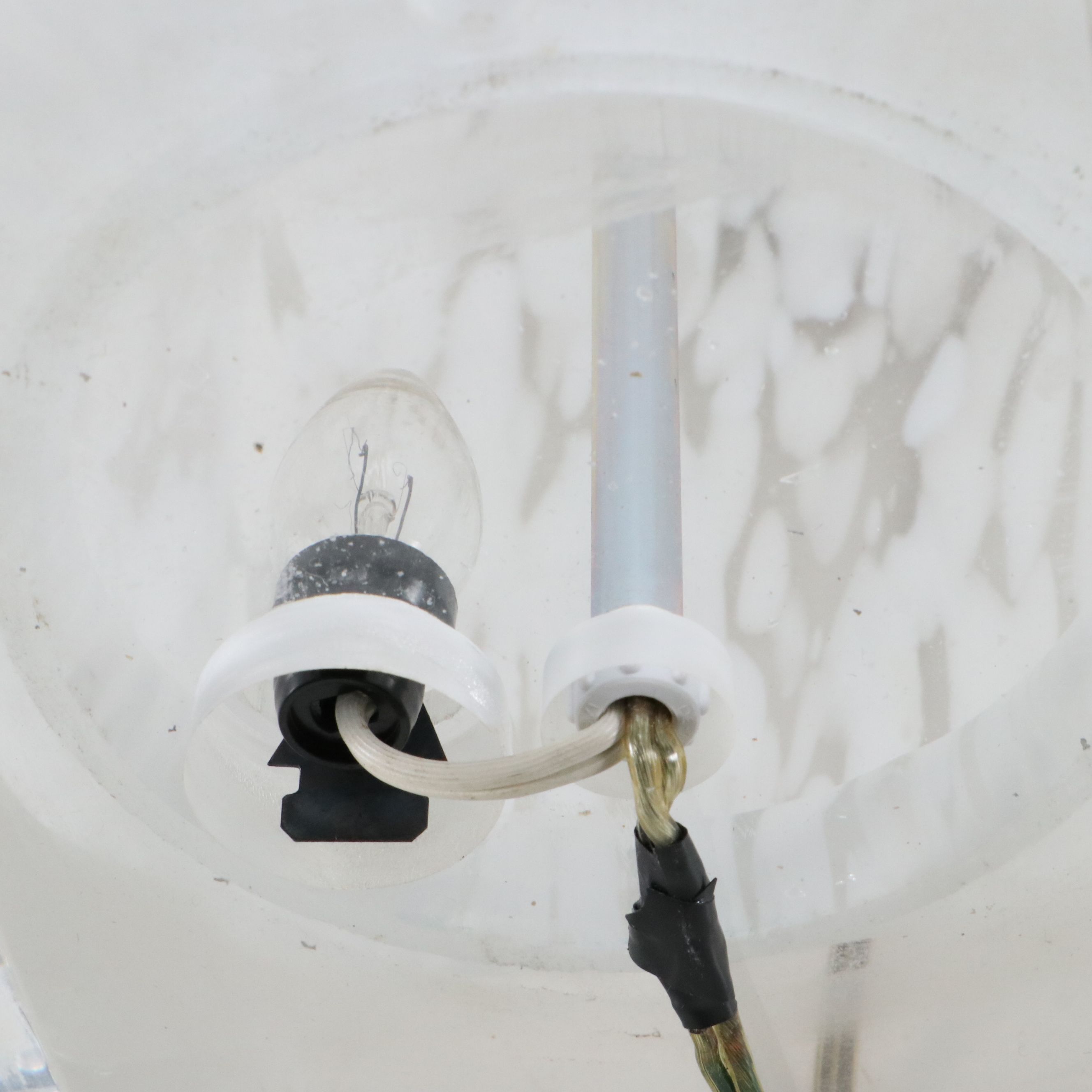 Czech Style White Spotted Art Glass Table Lamps with Silk Corner Cut Fancy Shade