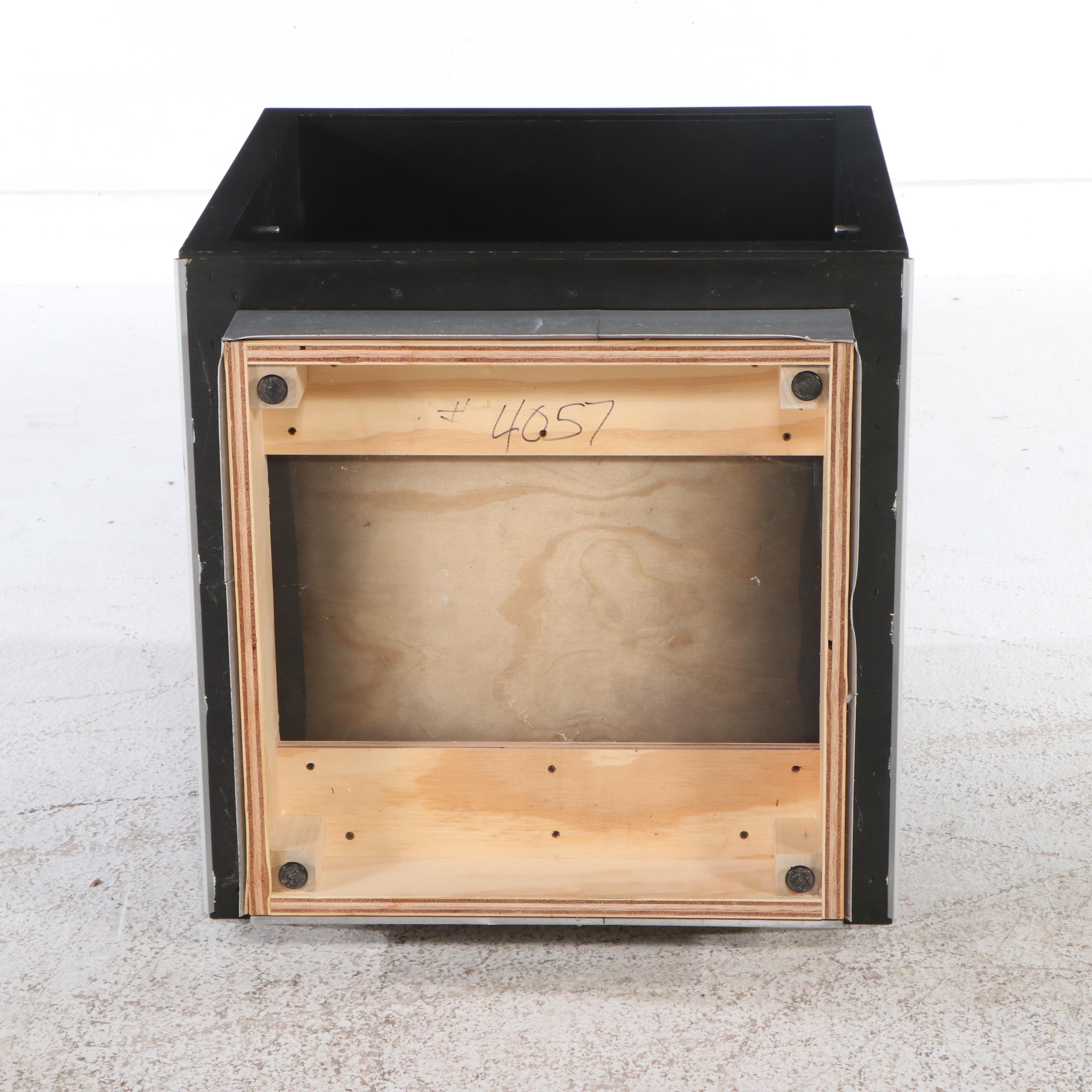 Modernist Style Black-Painted Wood and Metal Clad End Table