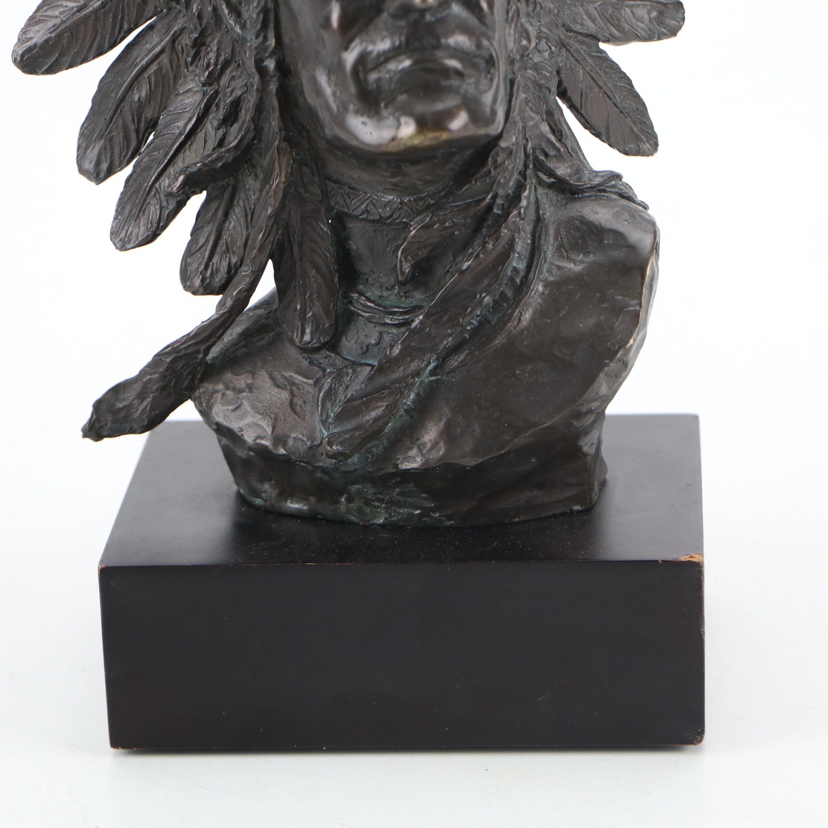 Lost-Wax Bronze Native American Chief Bust After Russel