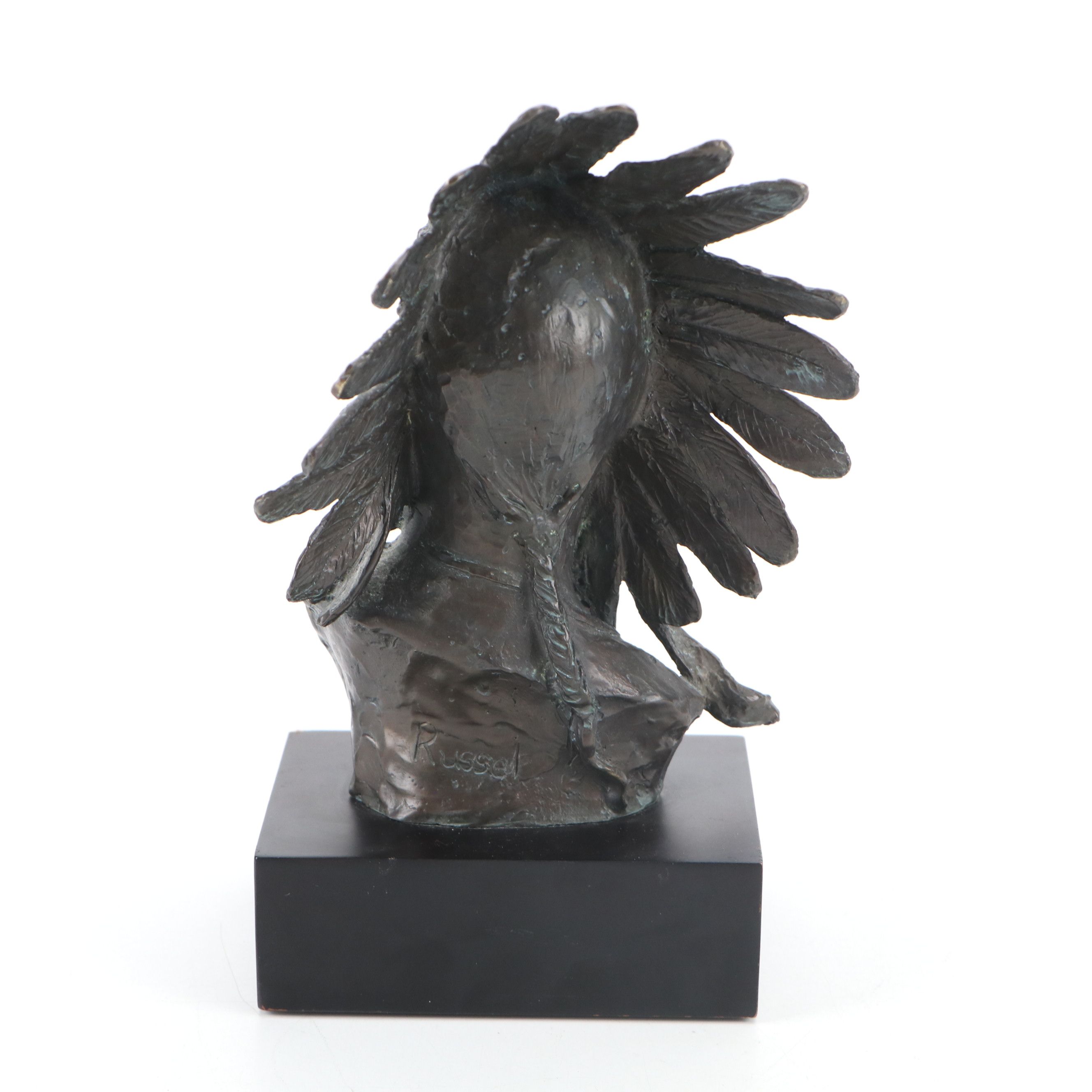 Lost-Wax Bronze Native American Chief Bust After Russel