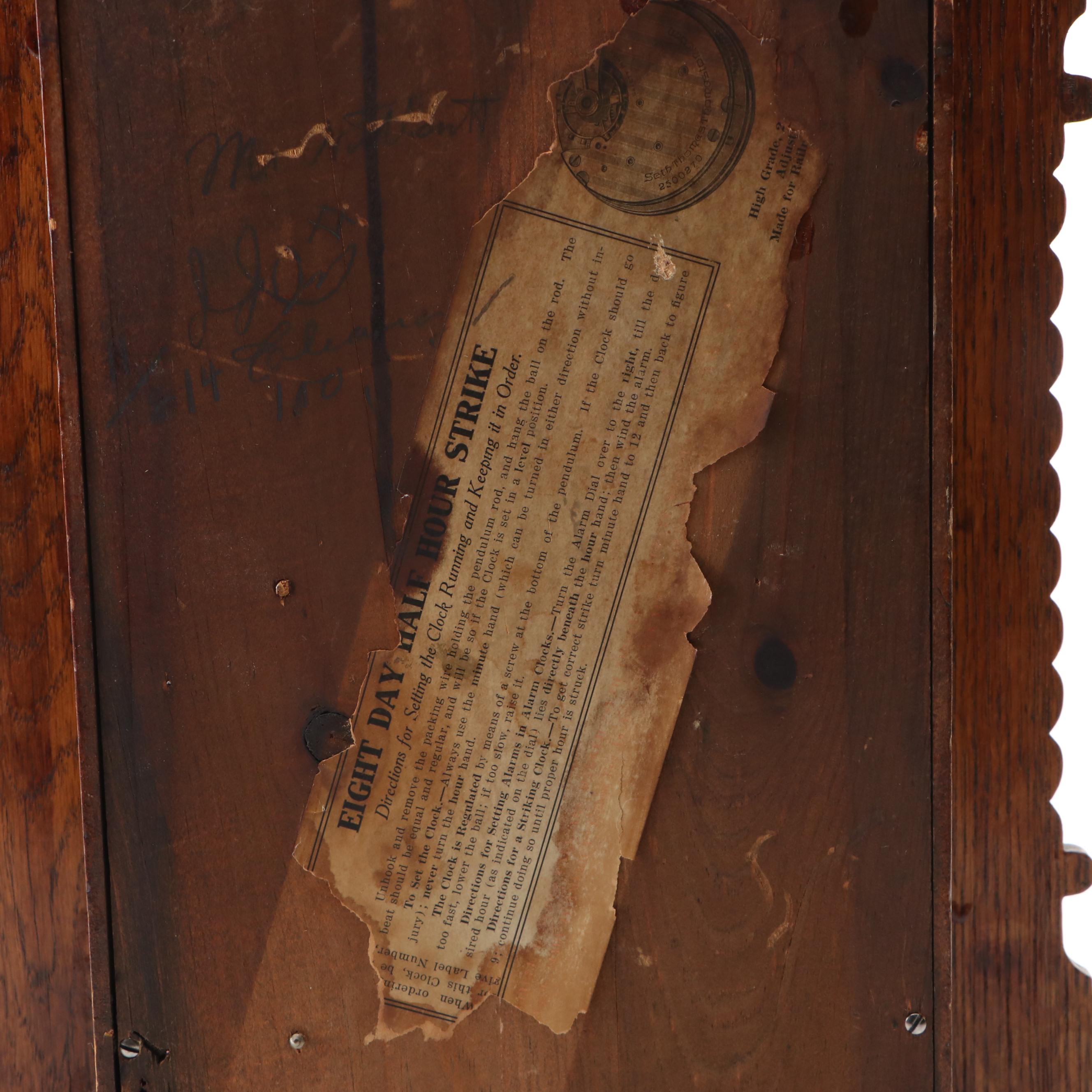 Seth Thomas Oak Eight Day Kitchen Clock, Early 20th Century