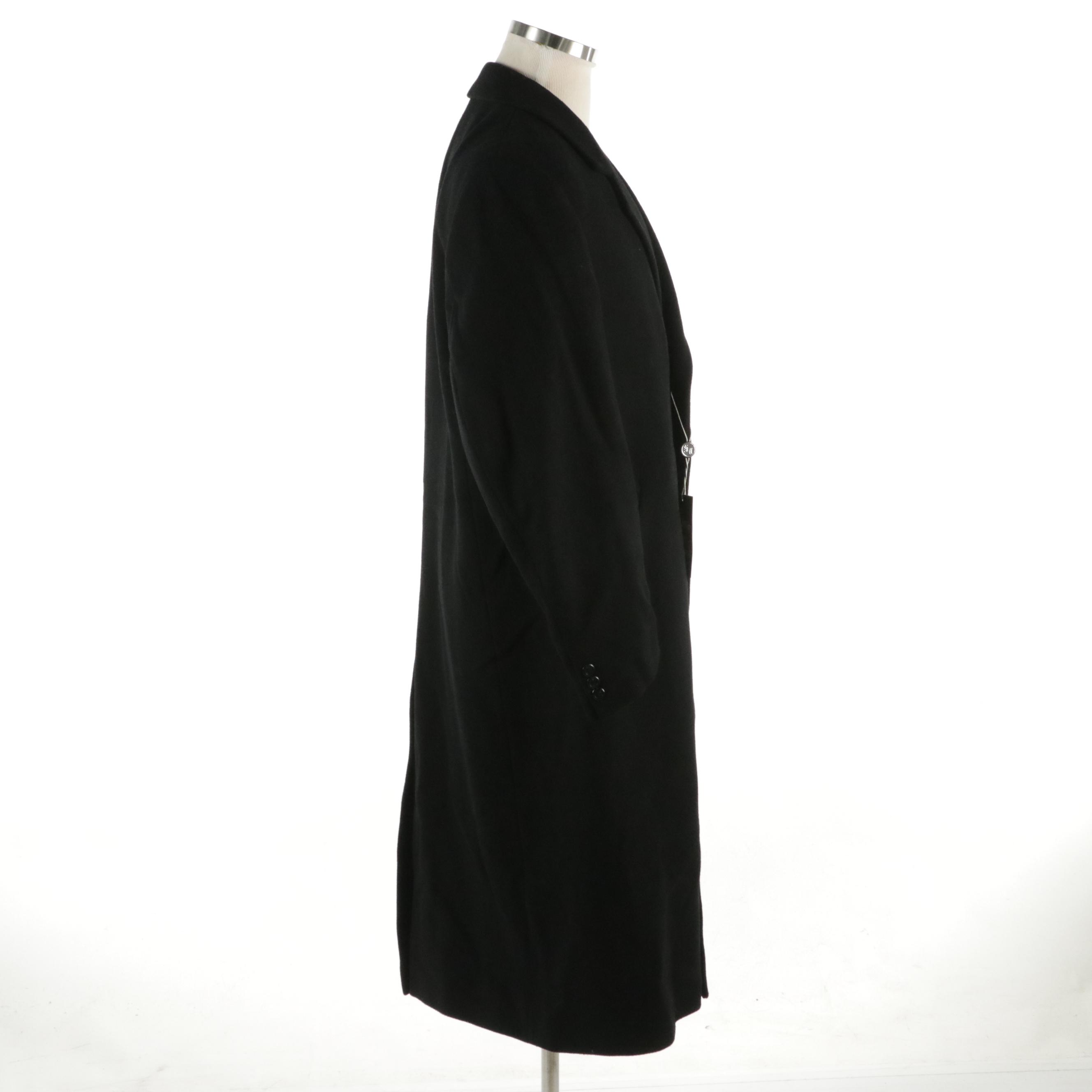 Men's Silver Cloud Single-Breasted Long Coat in Black Cashmere Blend, With Tags