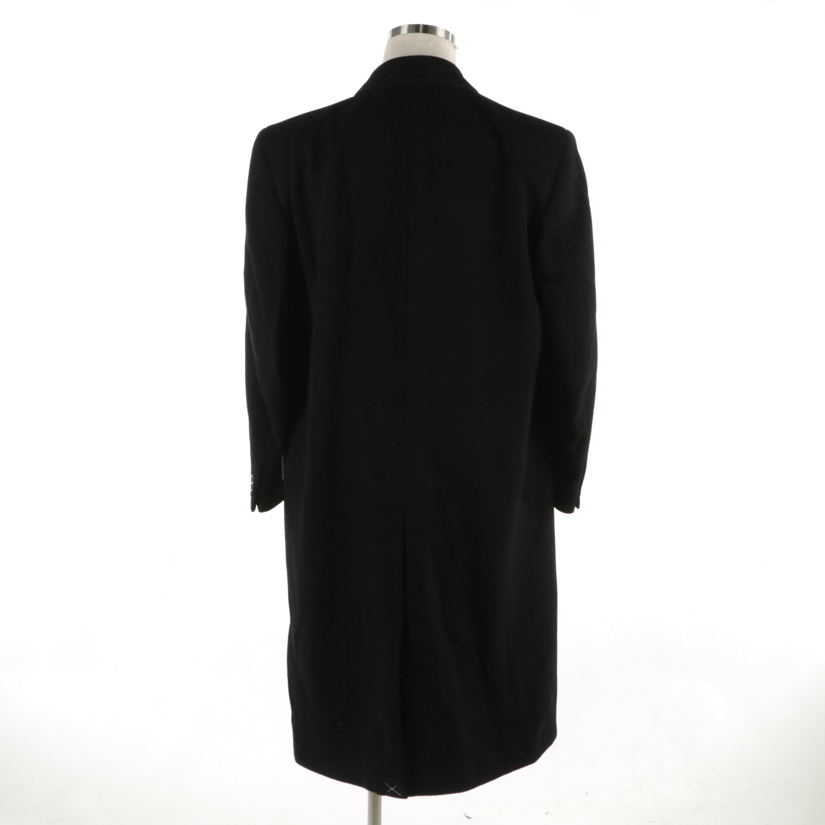 Men's Silver Cloud Single-Breasted Long Coat in Black Cashmere Blend, With Tags