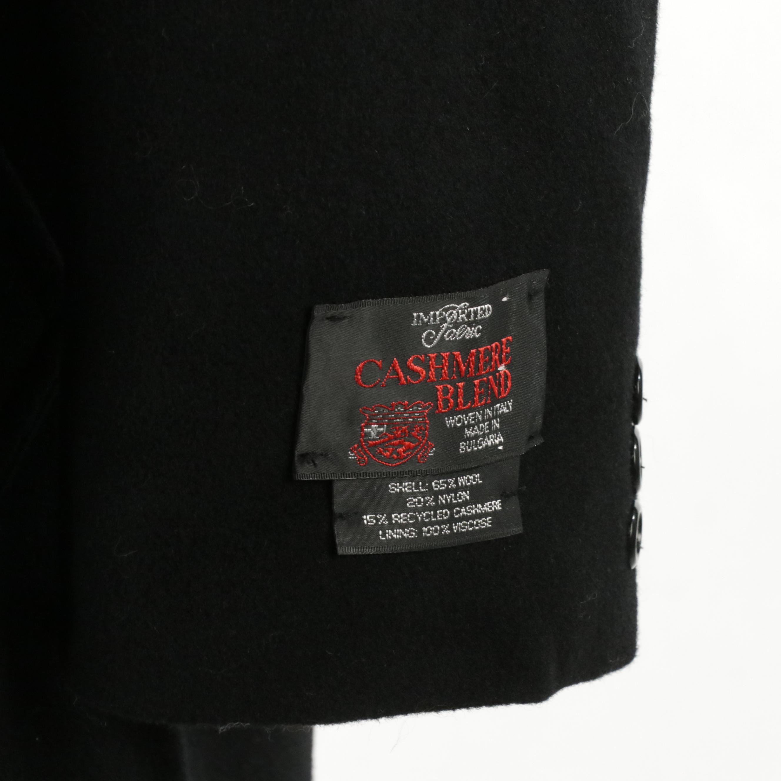 Men's Silver Cloud Single-Breasted Long Coat in Black Cashmere Blend, With Tags
