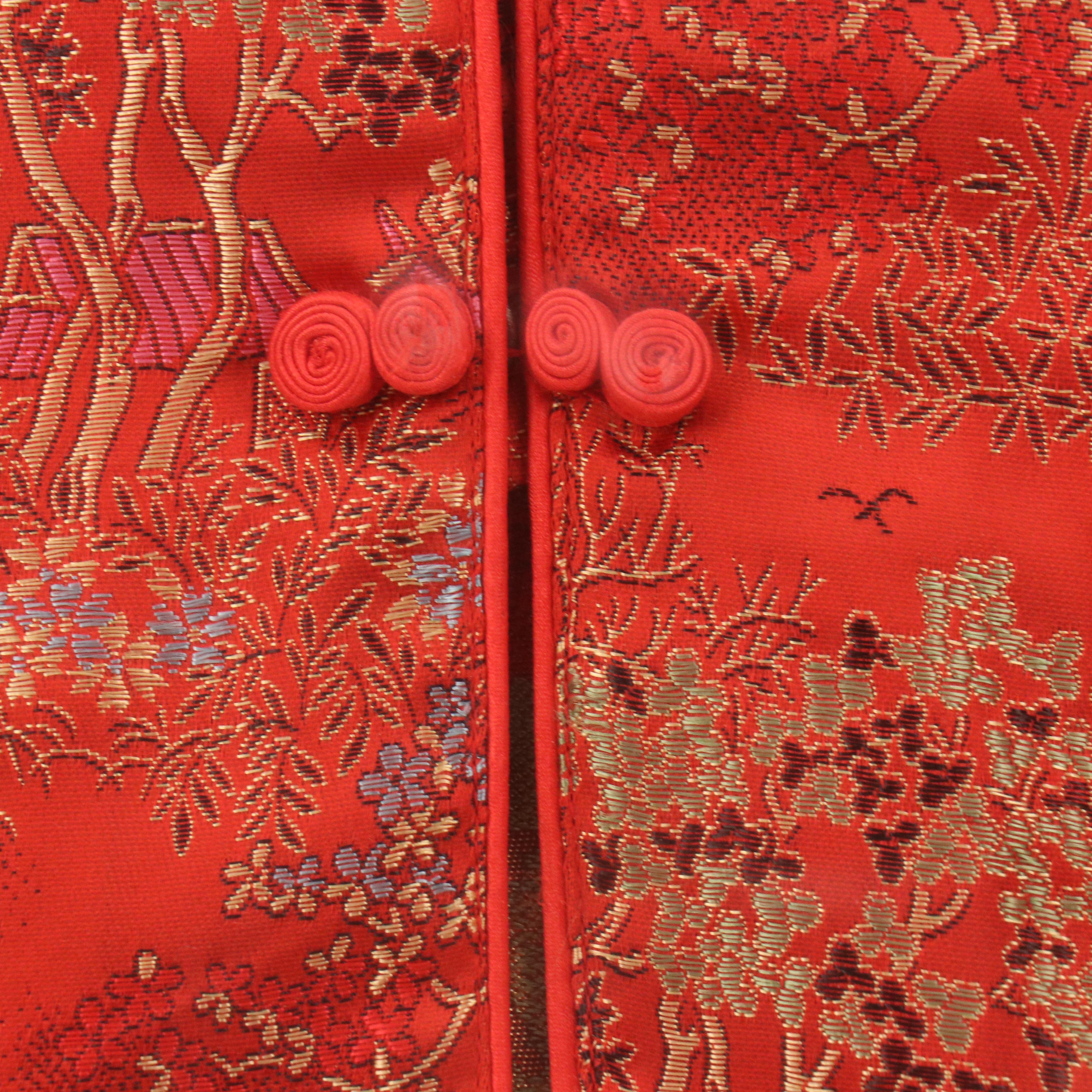 Framed Chinese Youth Silk Brocade Jacket and Pants Set