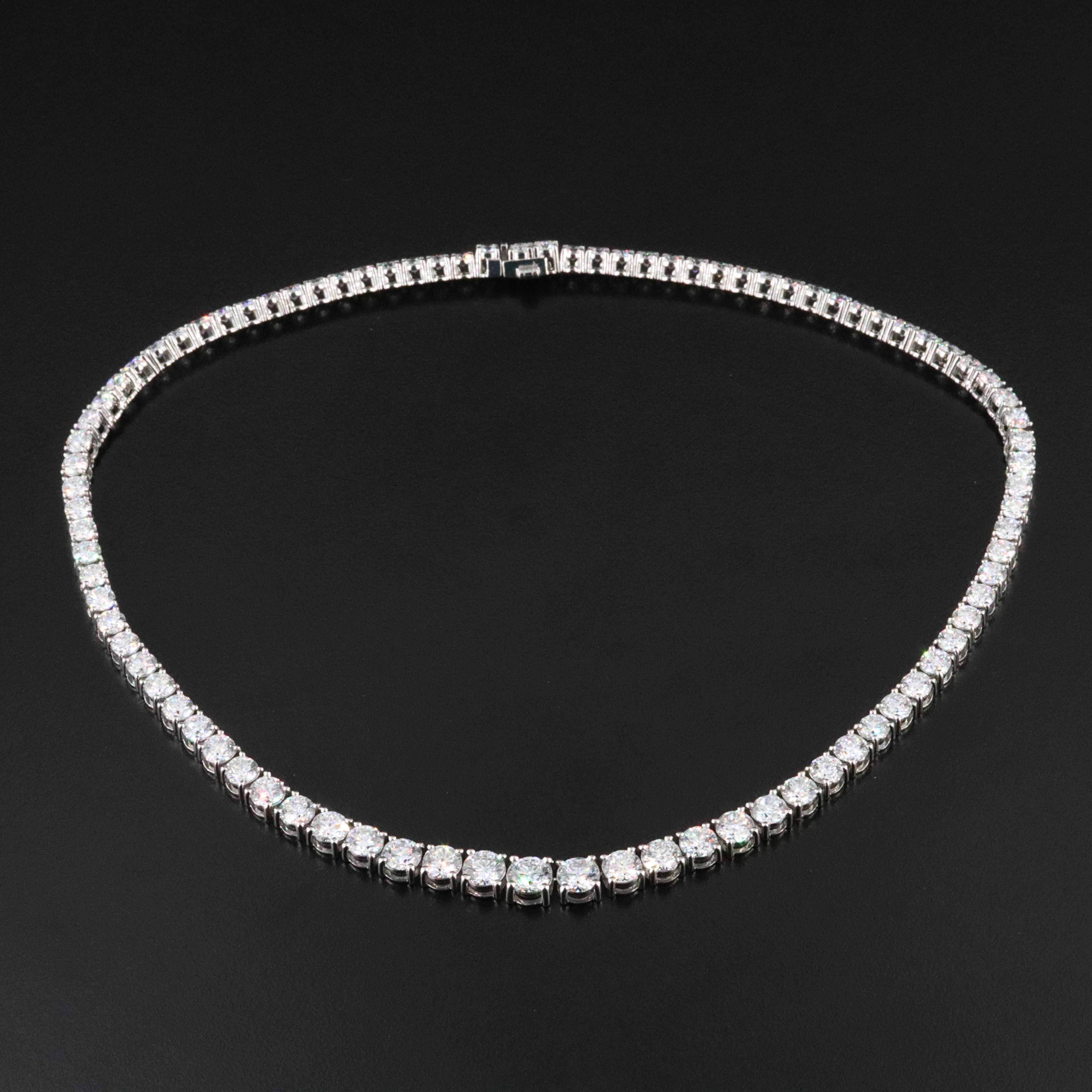 Platinum 25.72 CTW Lab Grown Diamond Graduated Riviera Necklace