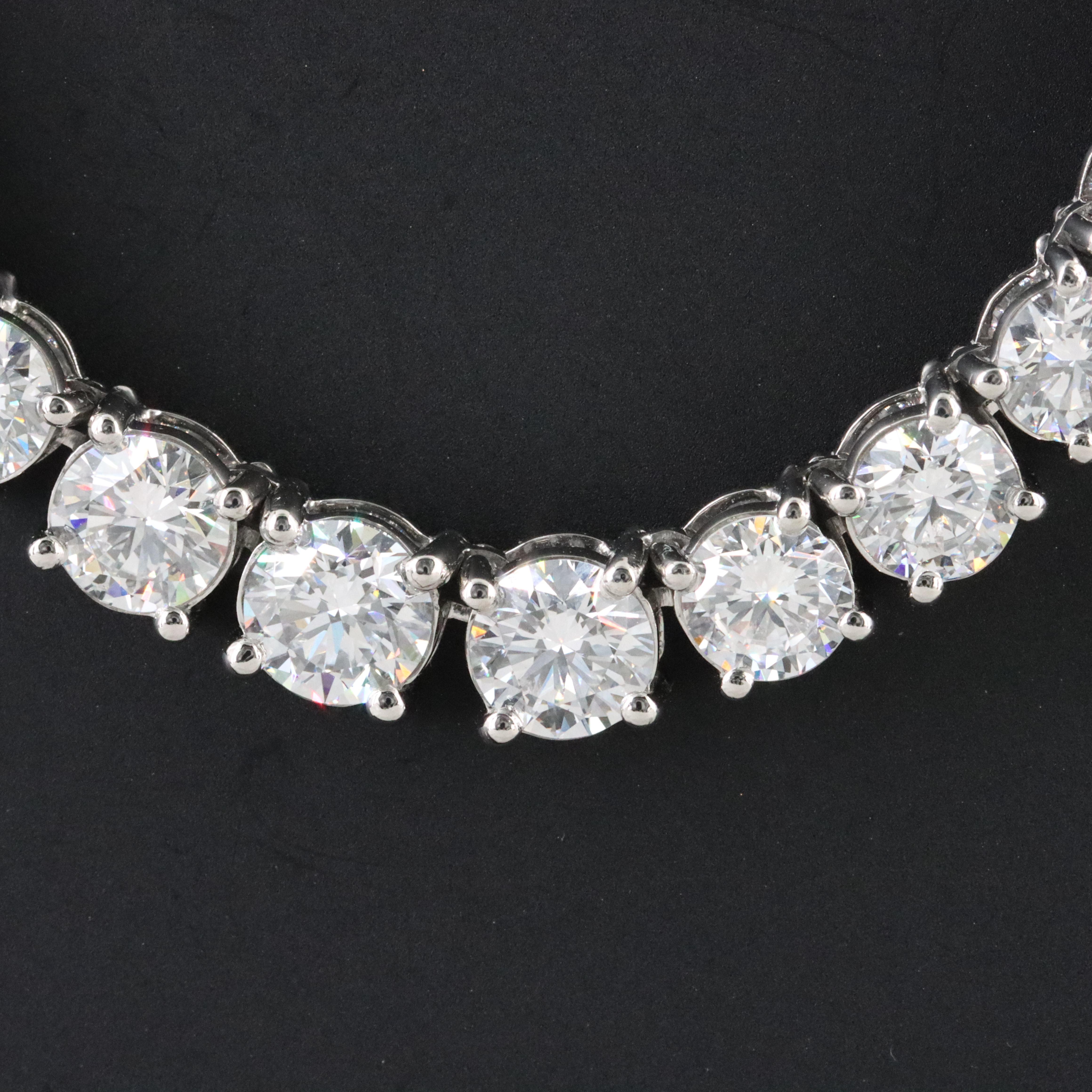 Platinum 25.72 CTW Lab Grown Diamond Graduated Riviera Necklace