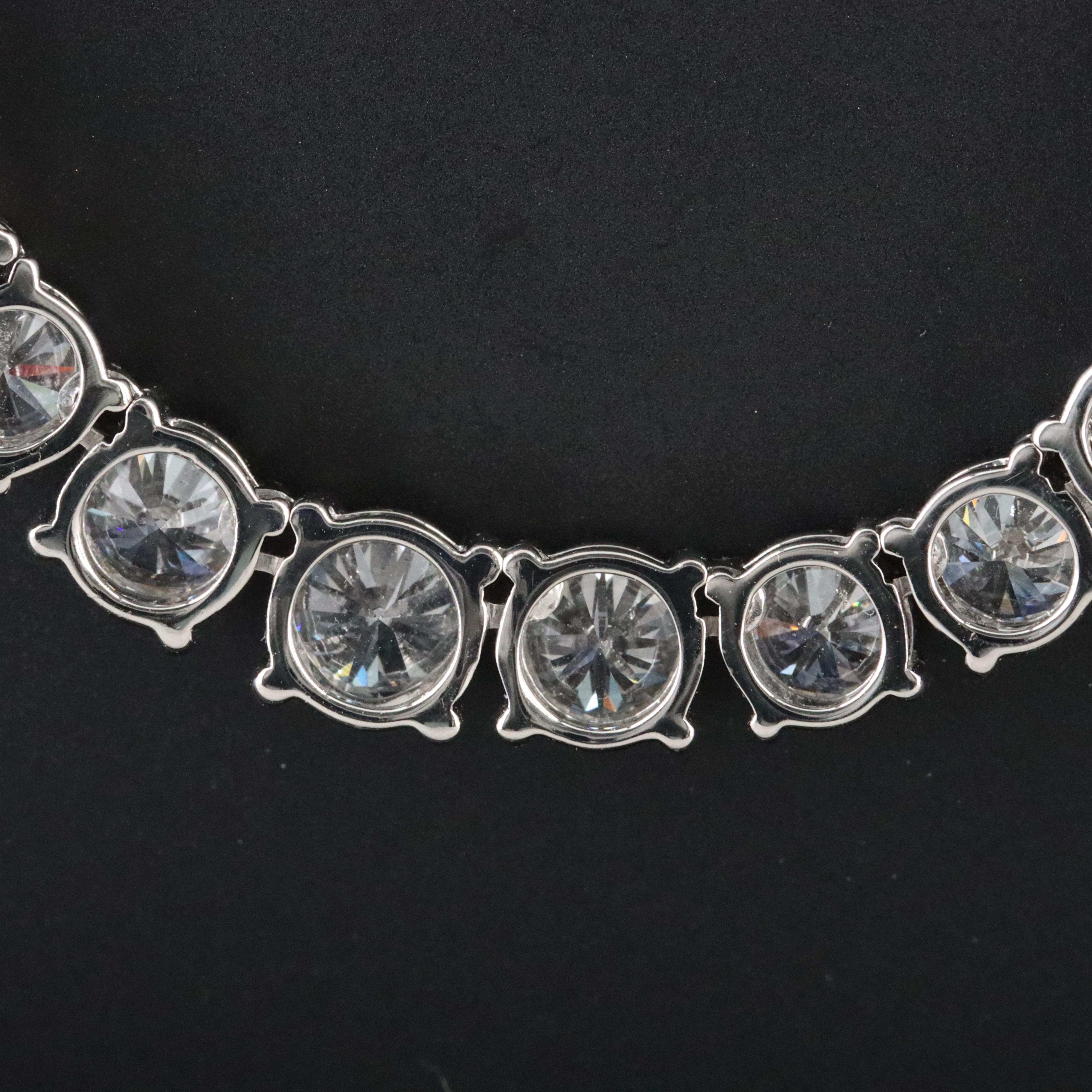 Platinum 25.72 CTW Lab Grown Diamond Graduated Riviera Necklace