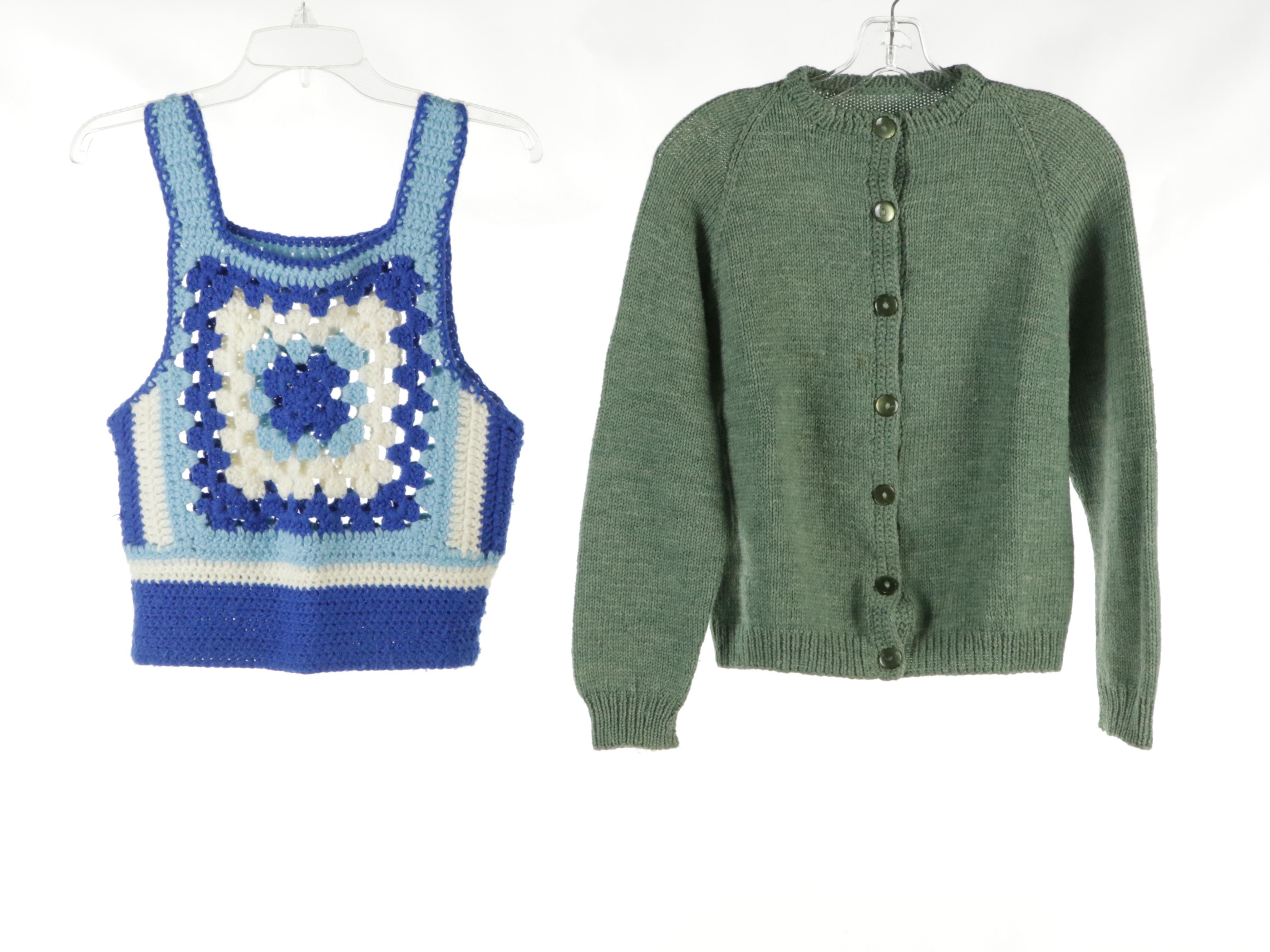 Handmade Crochet Vest and Knit Cardigan Sweaters