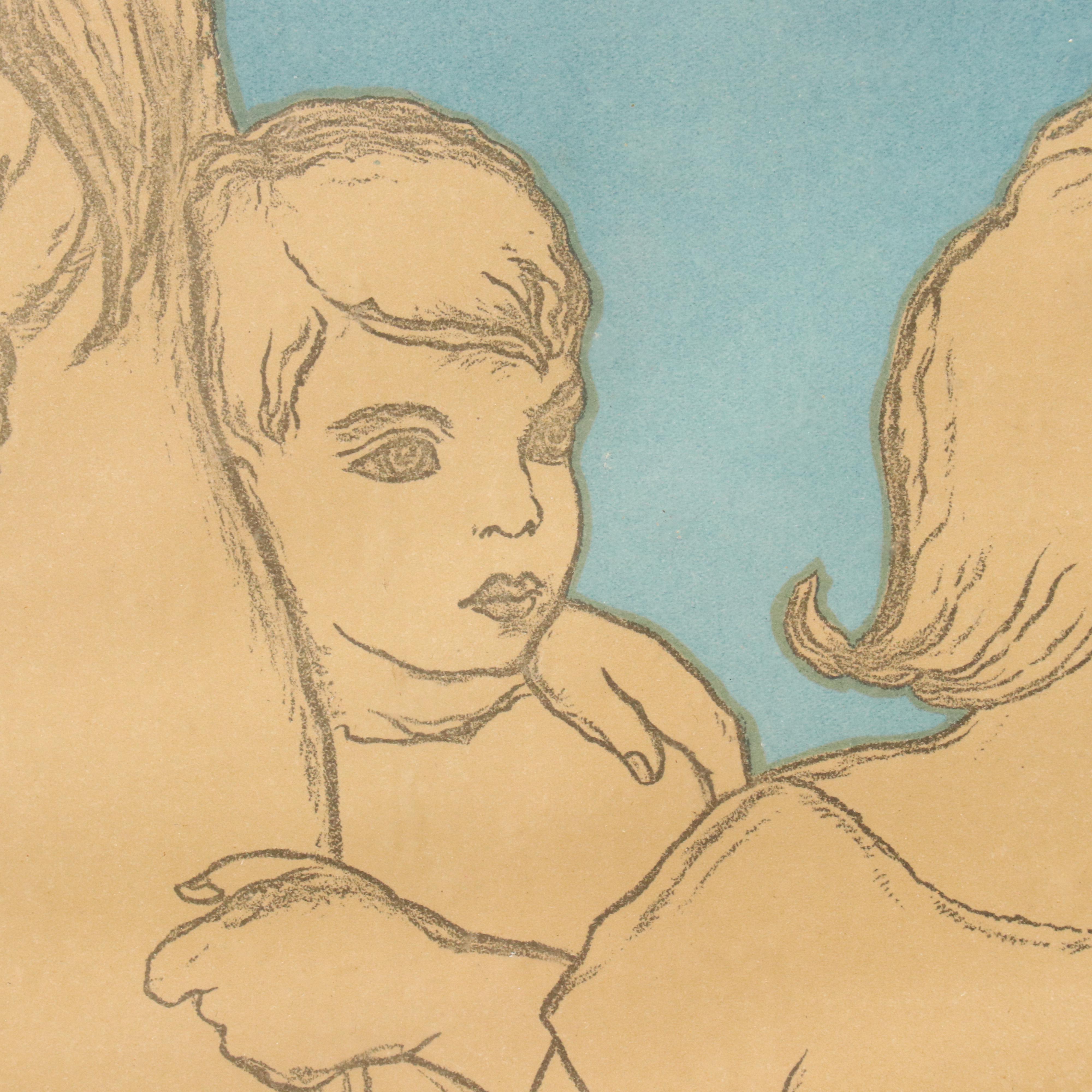 Lithograph After Bella Vichon "Jesus Blessing the Children"