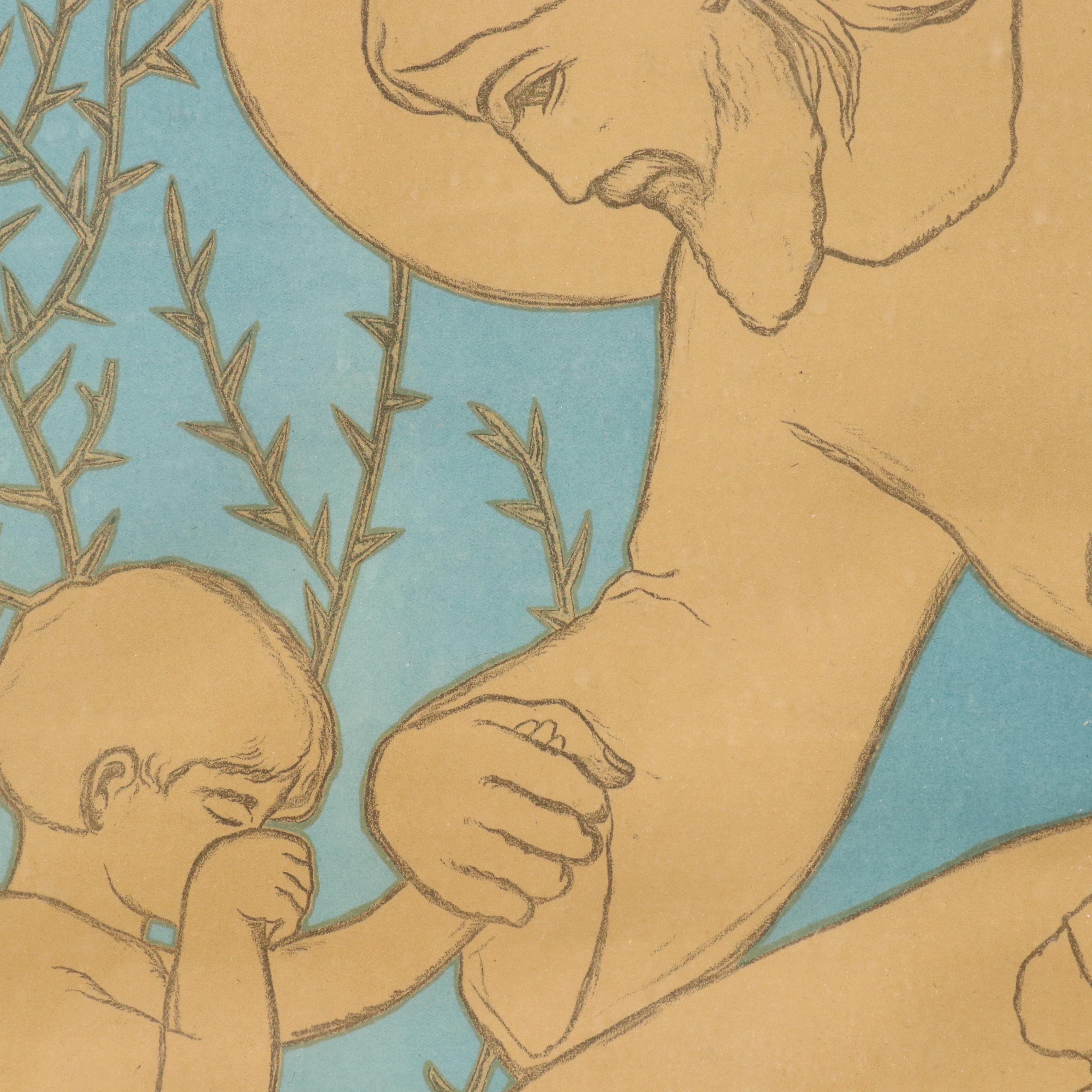 Lithograph After Bella Vichon "Jesus Blessing the Children"