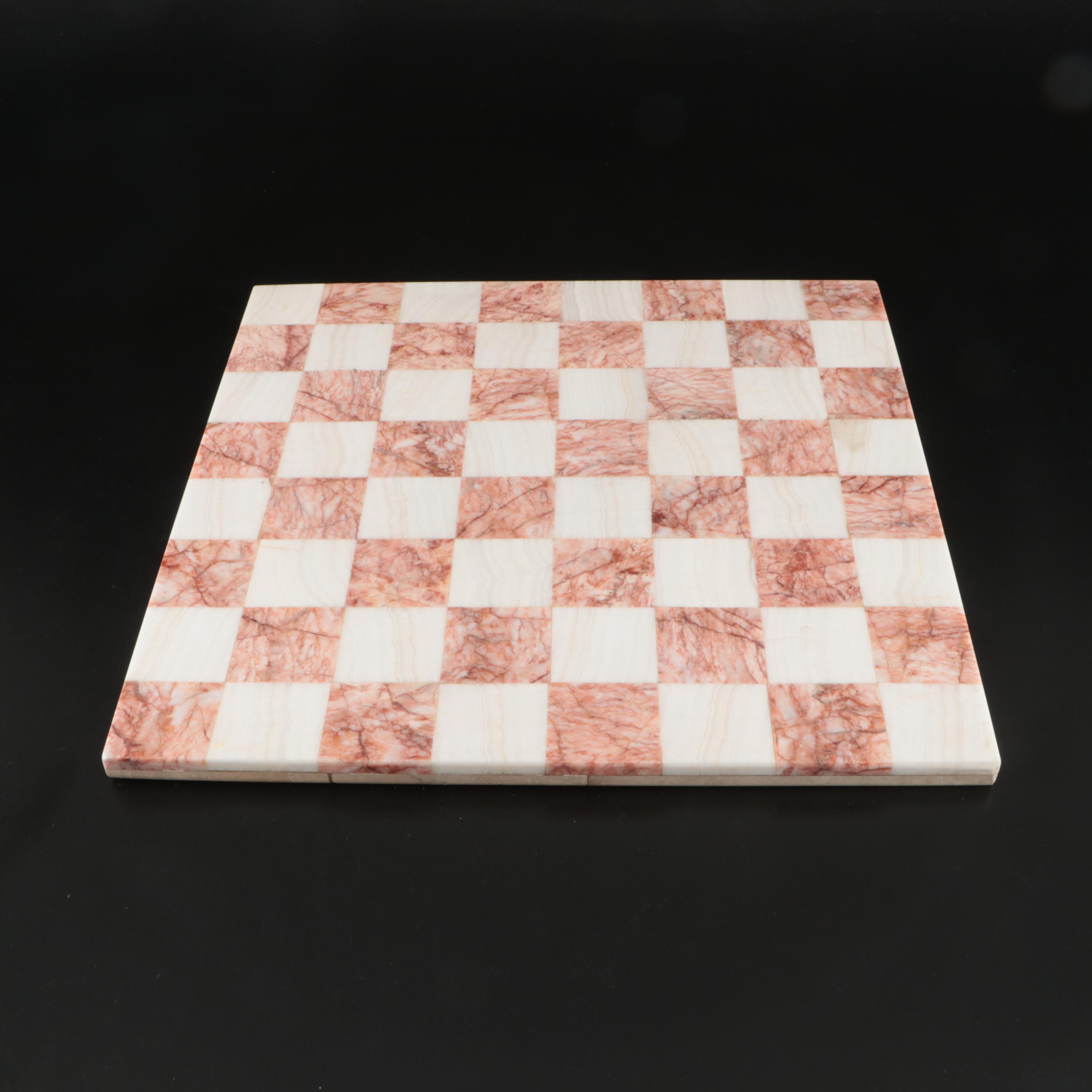 Mesoamerican Style Geometric Marble and Calcite Chess Set